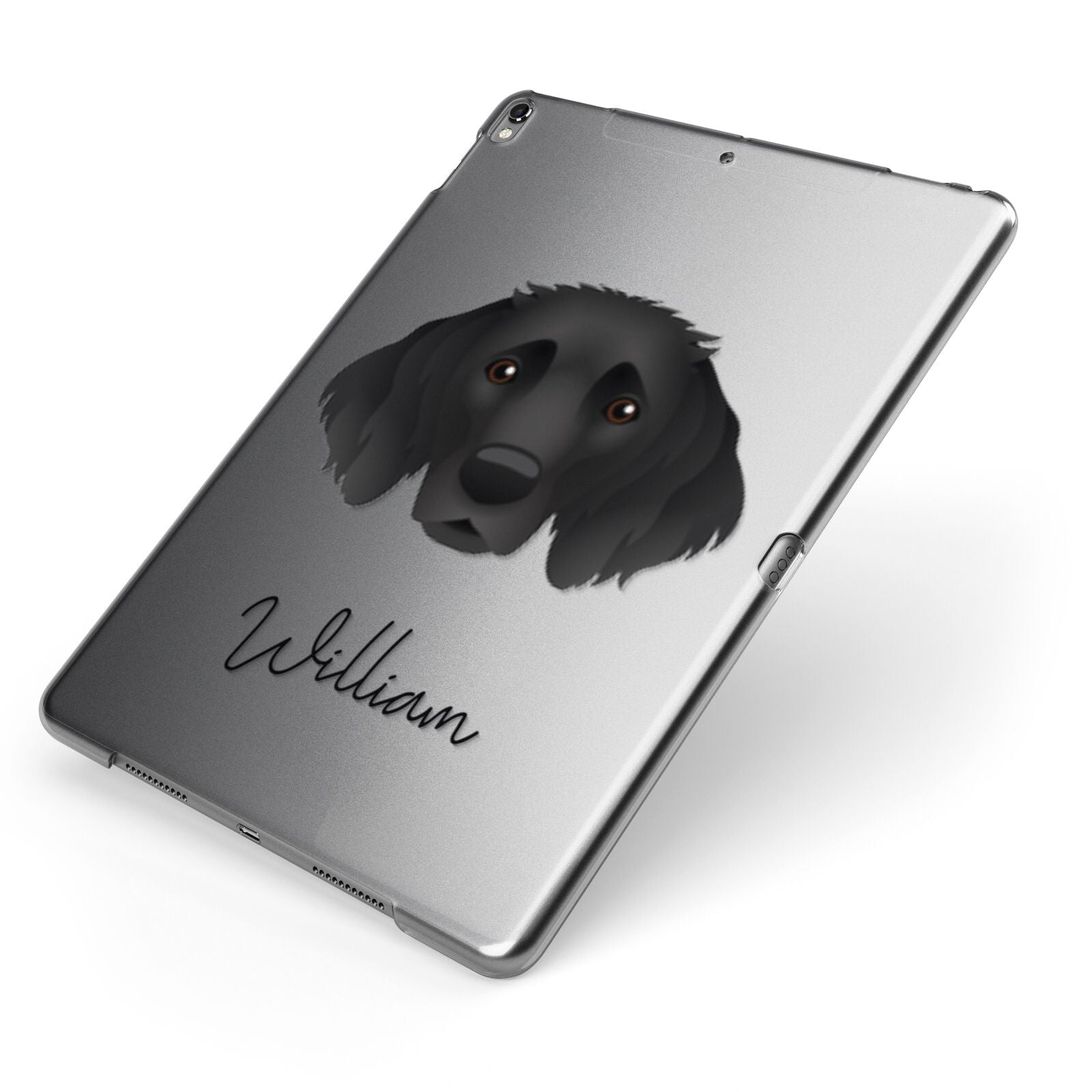 Small Munsterlander Personalised Apple iPad Case on Grey iPad Side View