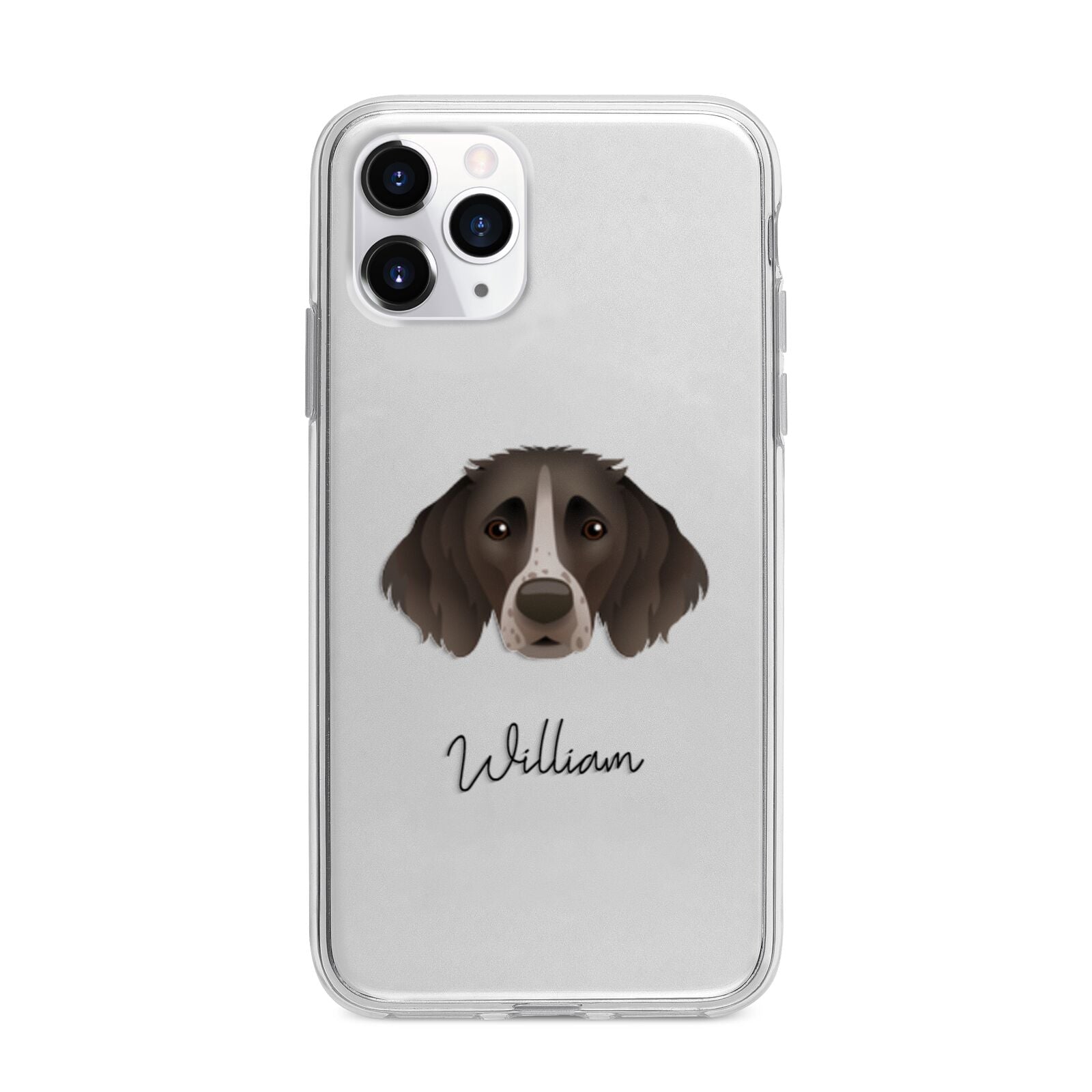 Small Munsterlander Personalised Apple iPhone 11 Pro in Silver with Bumper Case