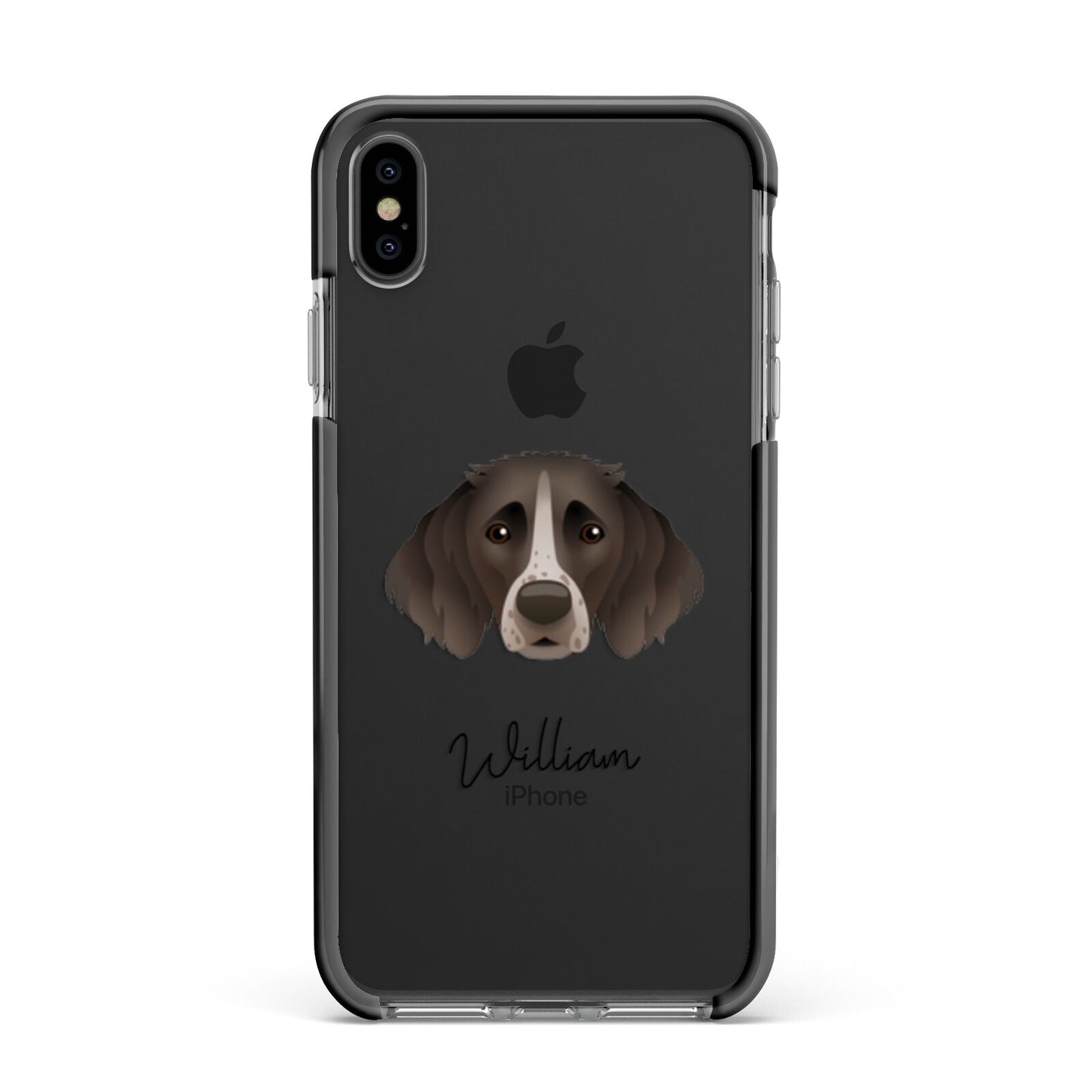 Small Munsterlander Personalised Apple iPhone Xs Max Impact Case Black Edge on Black Phone