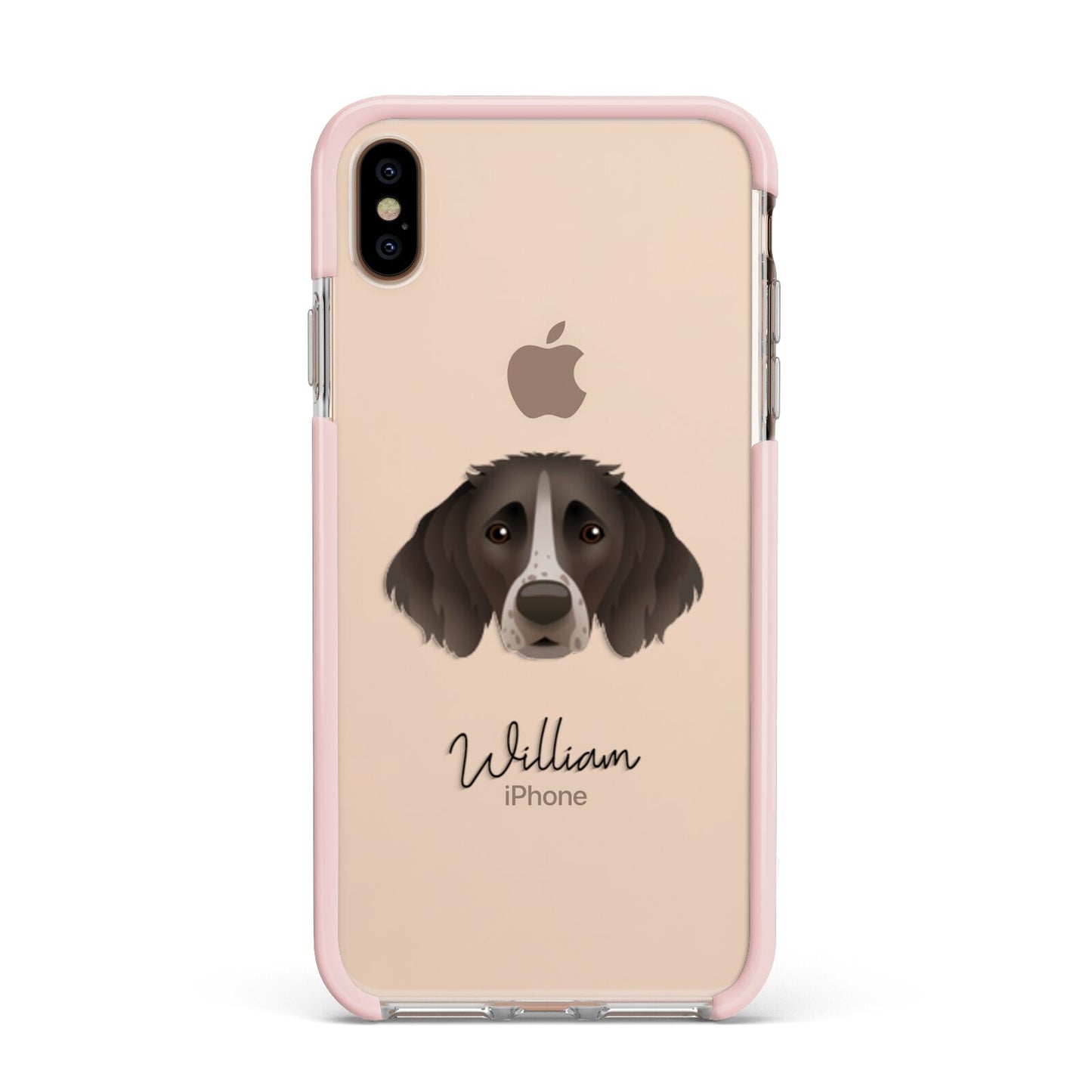 Small Munsterlander Personalised Apple iPhone Xs Max Impact Case Pink Edge on Gold Phone