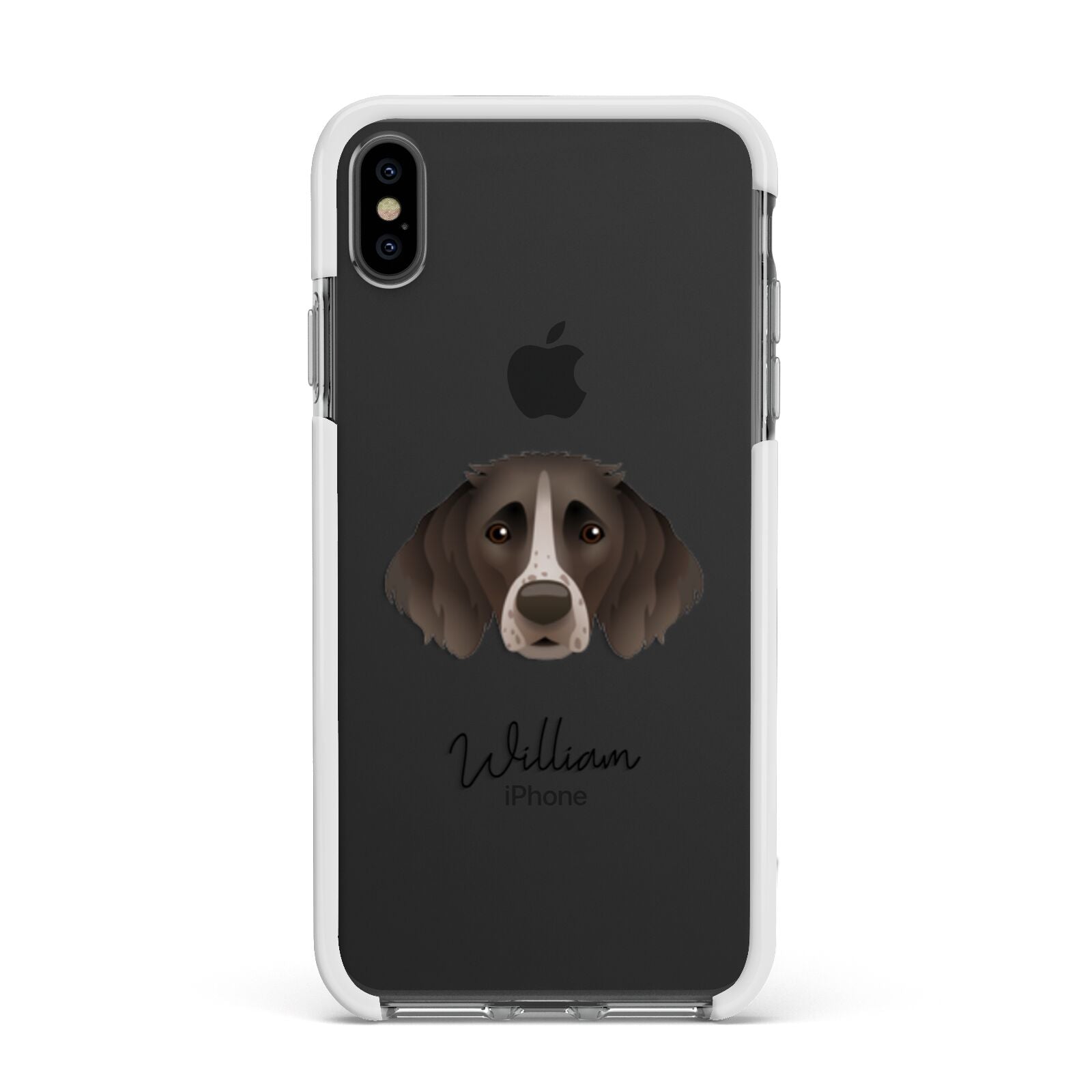 Small Munsterlander Personalised Apple iPhone Xs Max Impact Case White Edge on Black Phone