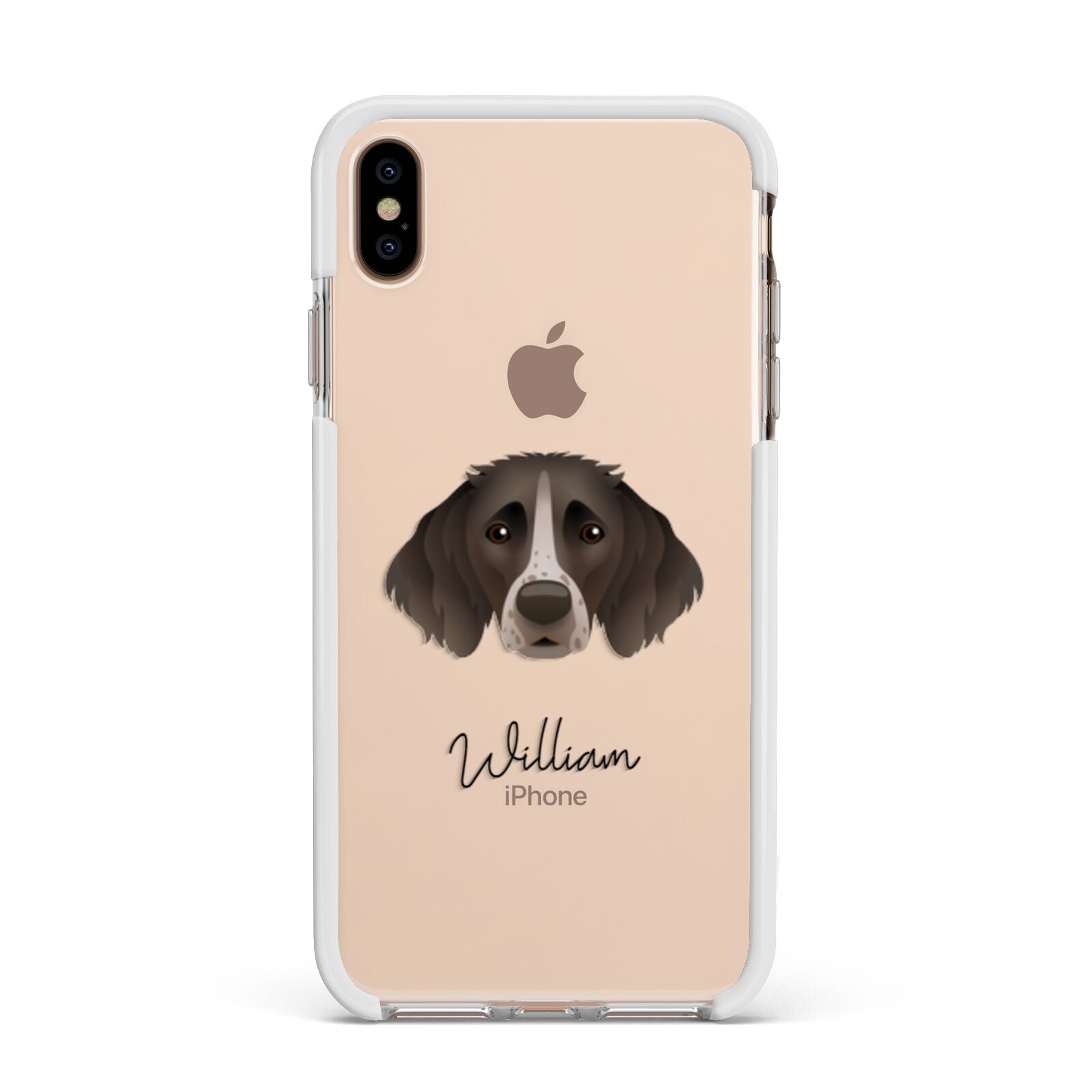 Small Munsterlander Personalised Apple iPhone Xs Max Impact Case White Edge on Gold Phone