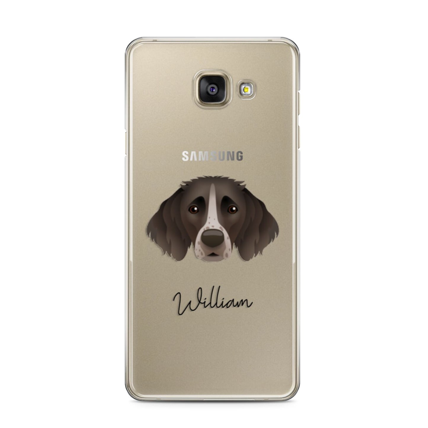 Small Munsterlander Personalised Samsung Galaxy A3 2016 Case on gold phone