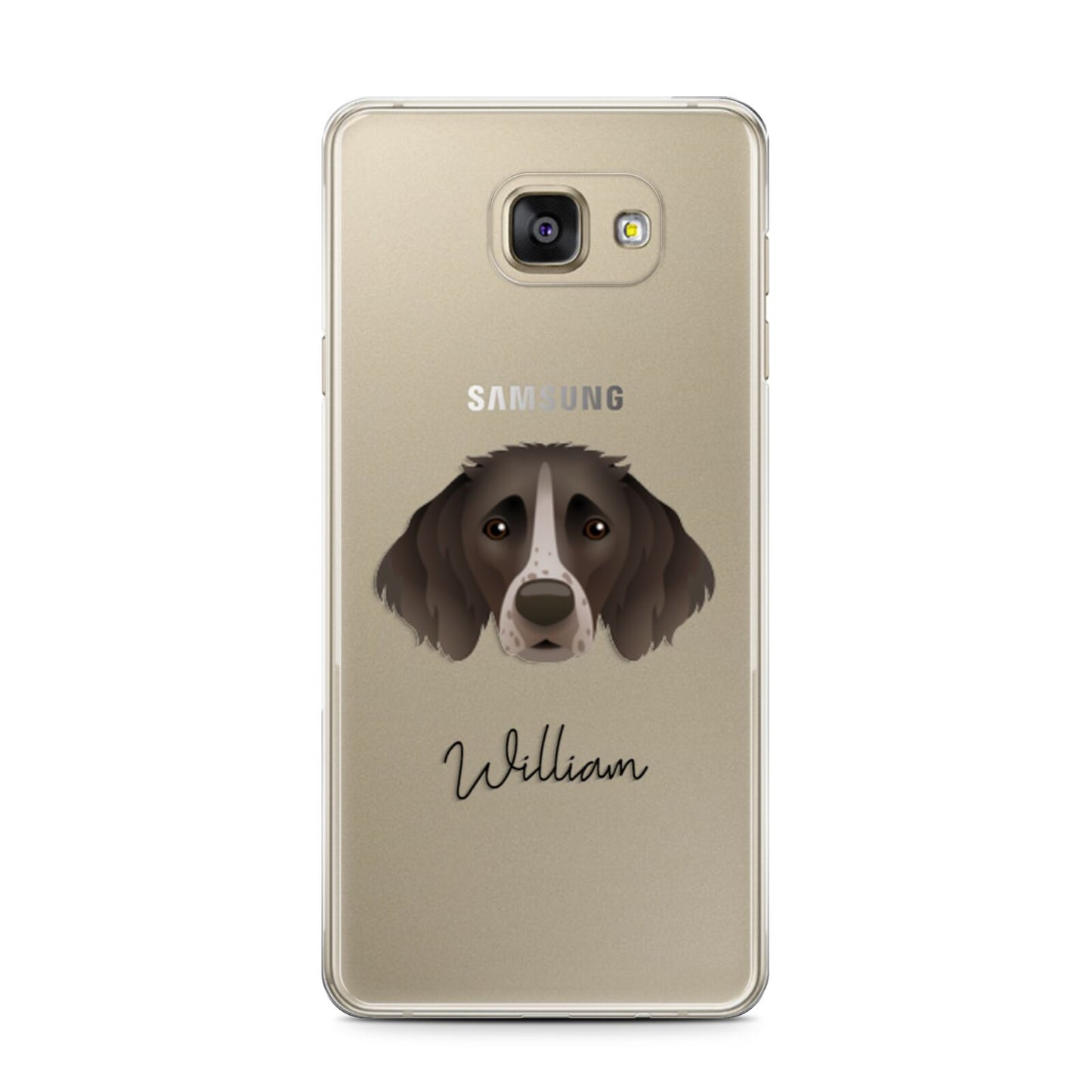 Small Munsterlander Personalised Samsung Galaxy A7 2016 Case on gold phone