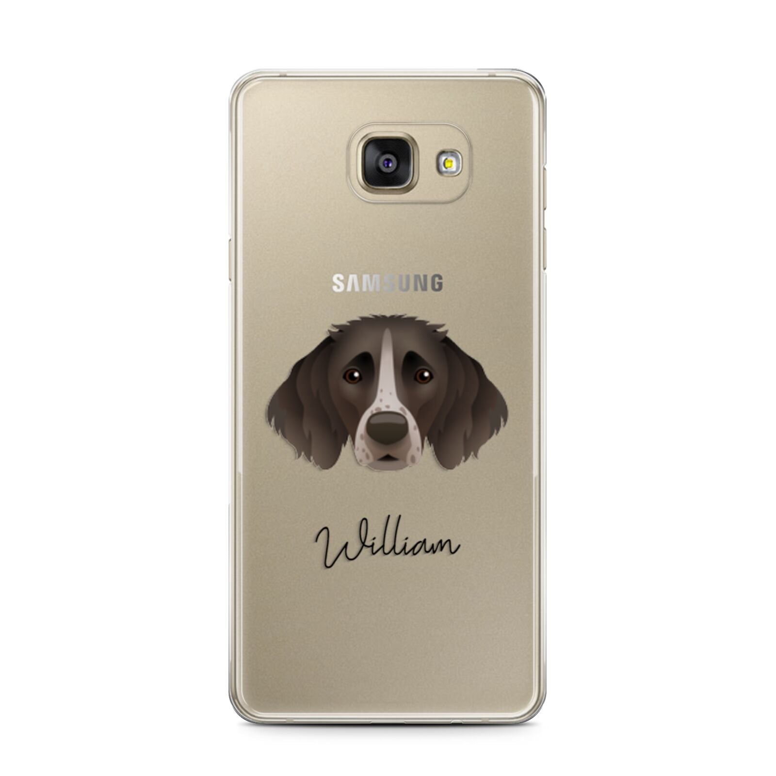 Small Munsterlander Personalised Samsung Galaxy A7 2016 Case on gold phone