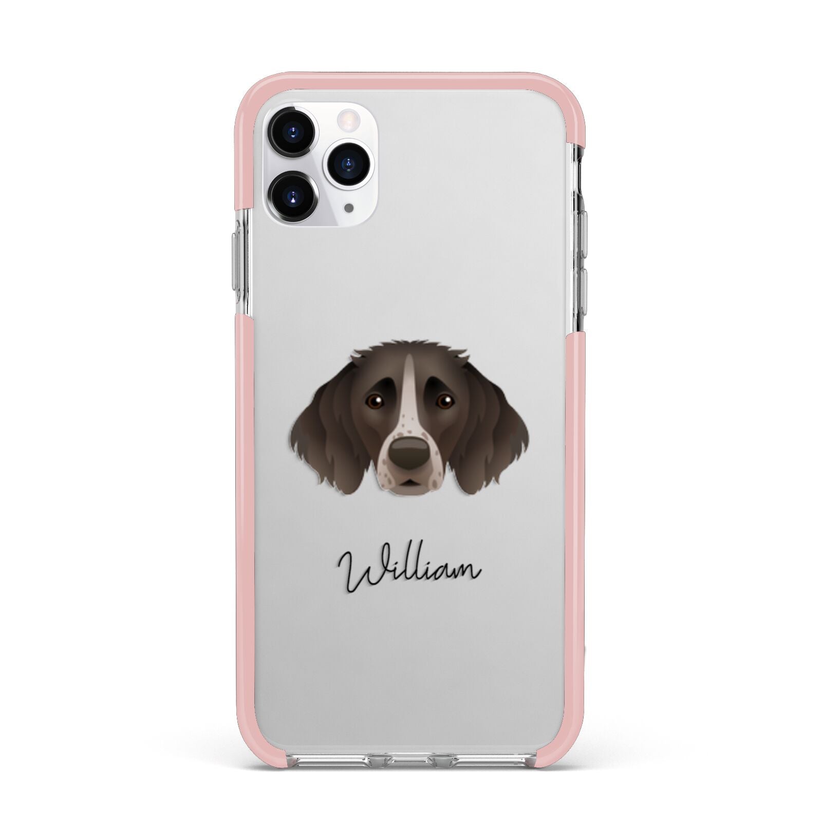 Small Munsterlander Personalised iPhone 11 Pro Max Impact Pink Edge Case