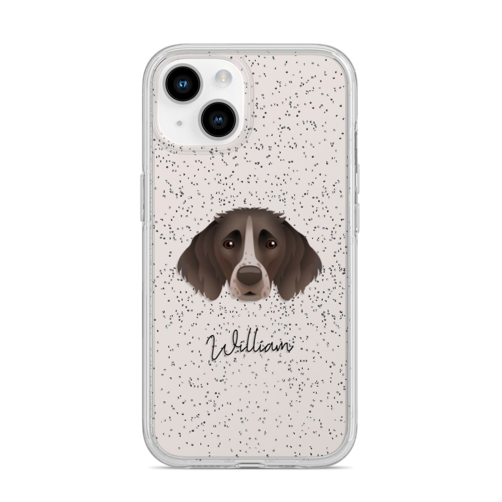 Small Munsterlander Personalised iPhone 14 Glitter Tough Case Starlight