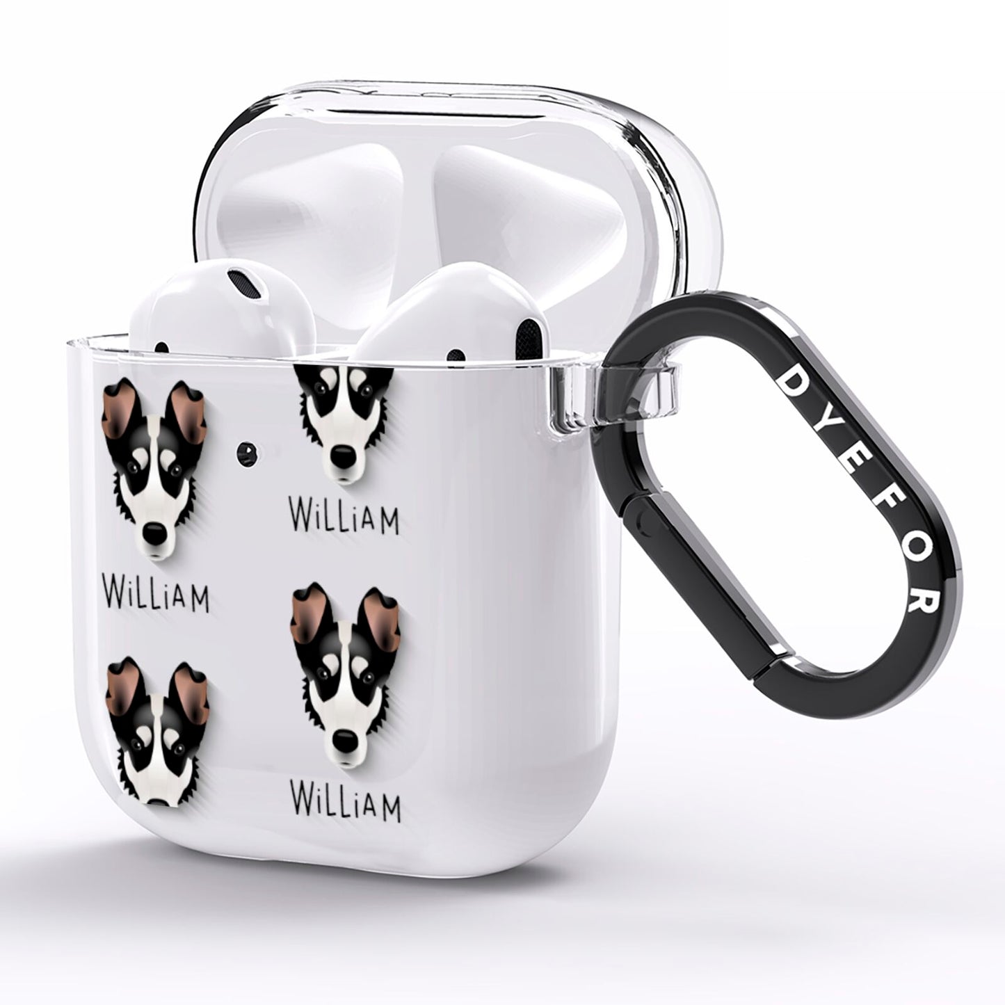 Smooth Collie Icon with Name AirPods Clear Case Side Image
