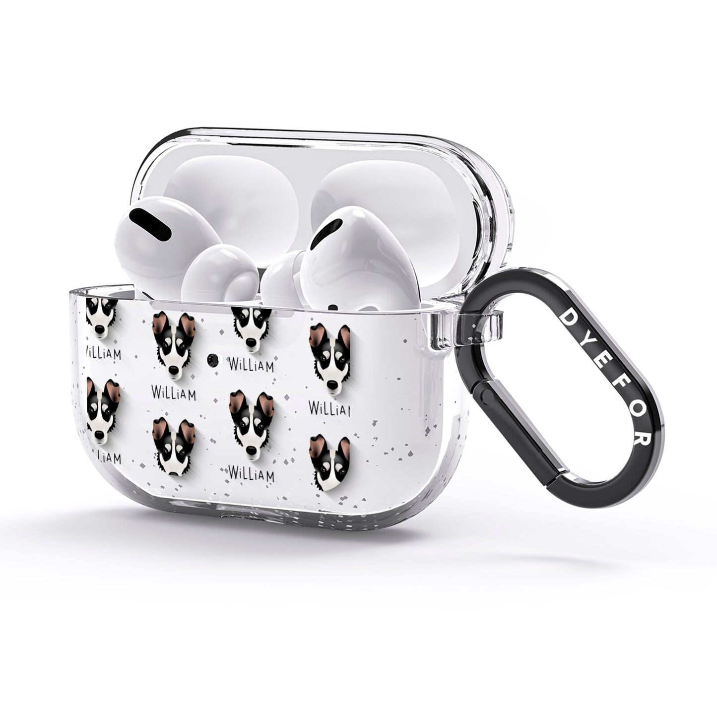 Smooth Collie Icon with Name AirPods Glitter Case 3rd Gen Side Image