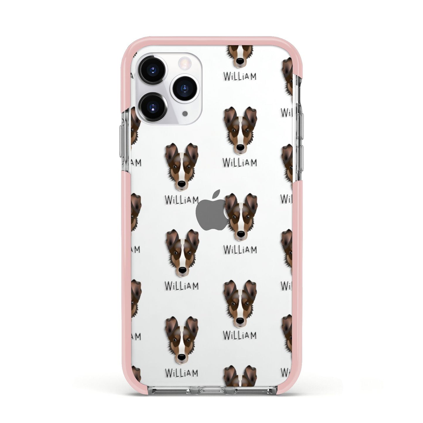 Smooth Collie Icon with Name Apple iPhone 11 Pro in Silver with Pink Impact Case