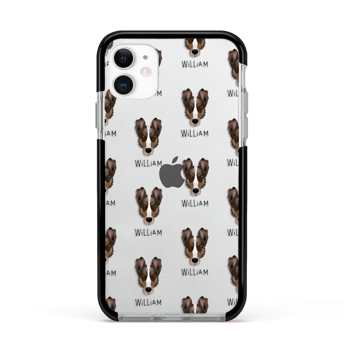 Smooth Collie Icon with Name Apple iPhone 11 in White with Black Impact Case