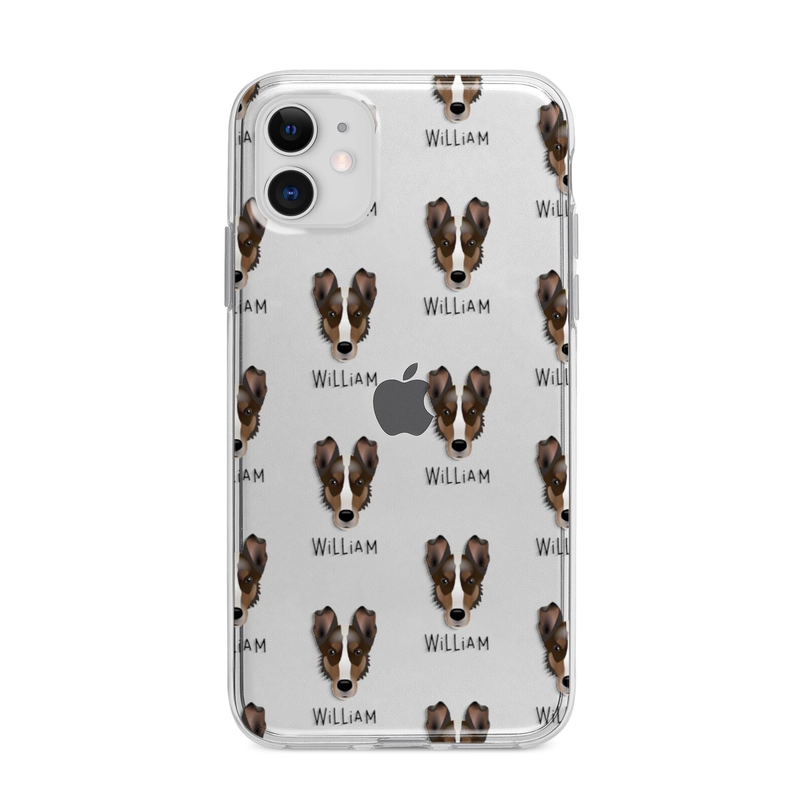 Smooth Collie Icon with Name Apple iPhone 11 in White with Bumper Case