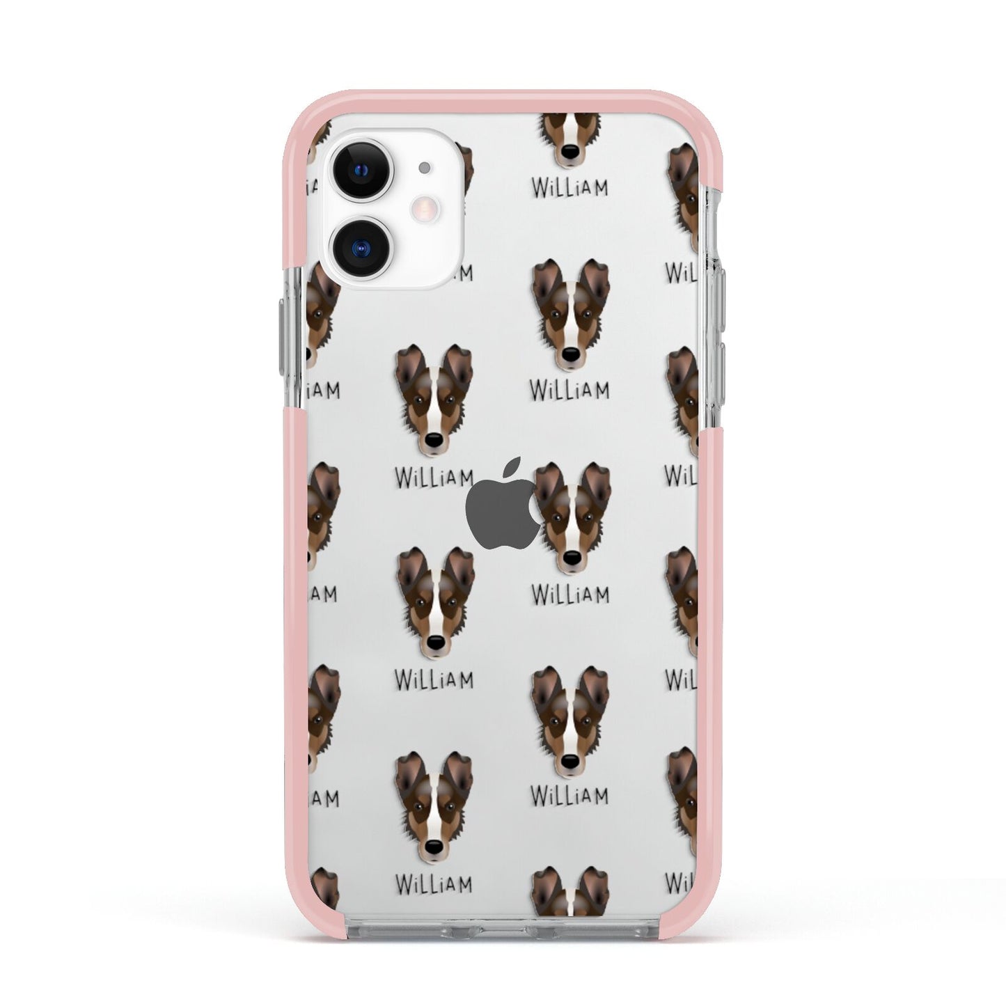 Smooth Collie Icon with Name Apple iPhone 11 in White with Pink Impact Case
