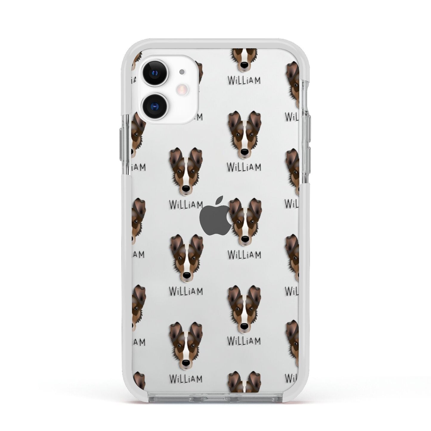 Smooth Collie Icon with Name Apple iPhone 11 in White with White Impact Case