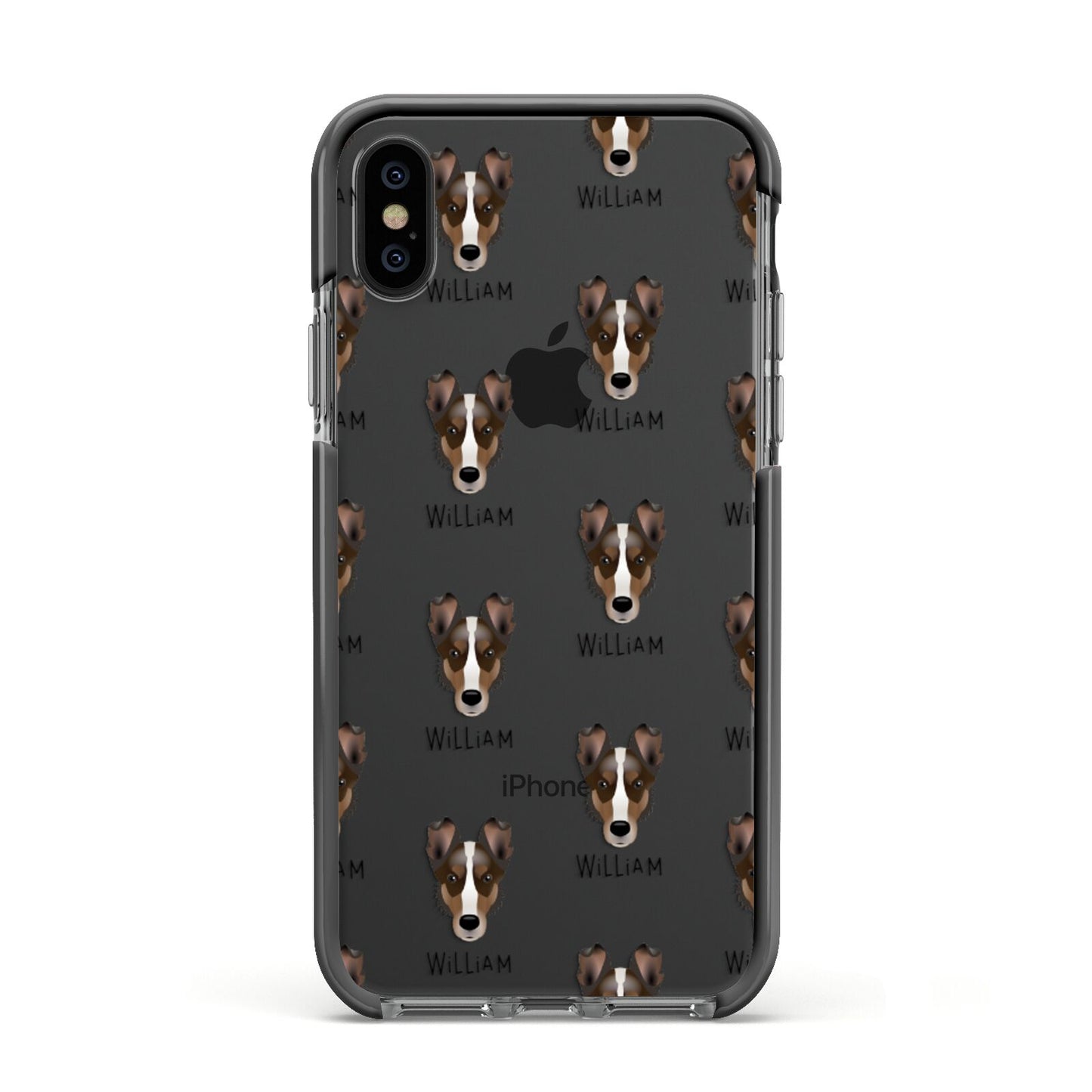 Smooth Collie Icon with Name Apple iPhone Xs Impact Case Black Edge on Black Phone