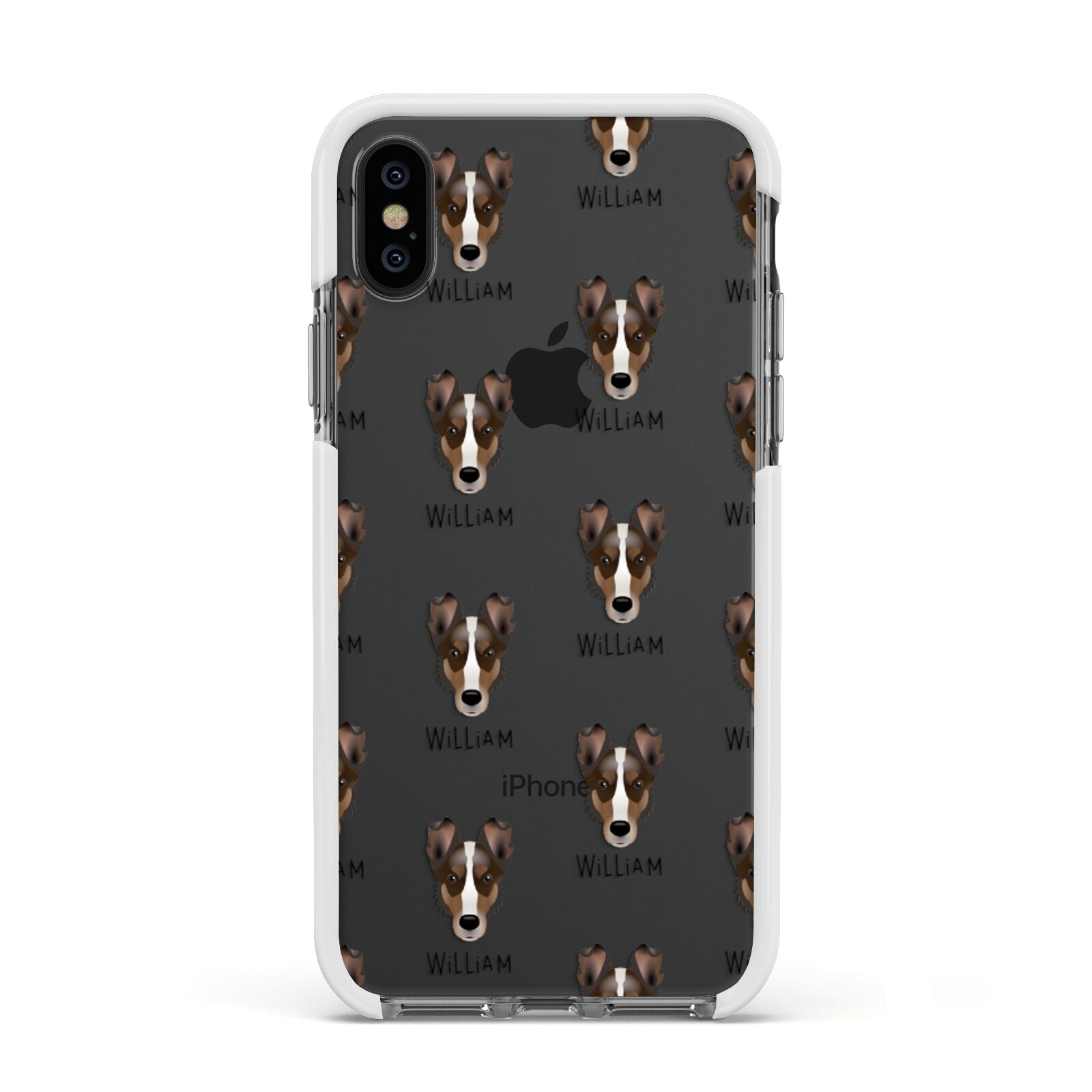 Smooth Collie Icon with Name Apple iPhone Xs Impact Case White Edge on Black Phone