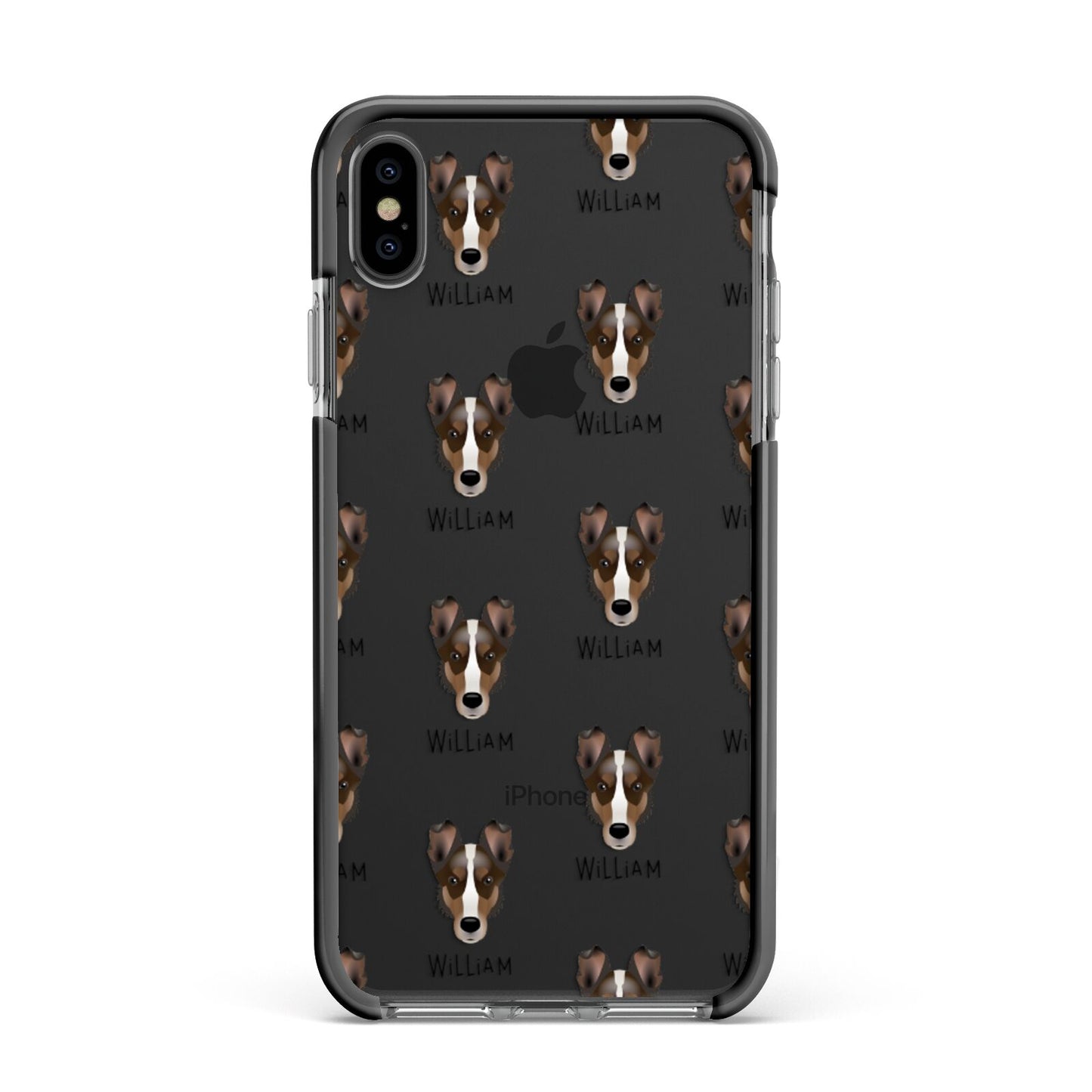 Smooth Collie Icon with Name Apple iPhone Xs Max Impact Case Black Edge on Black Phone