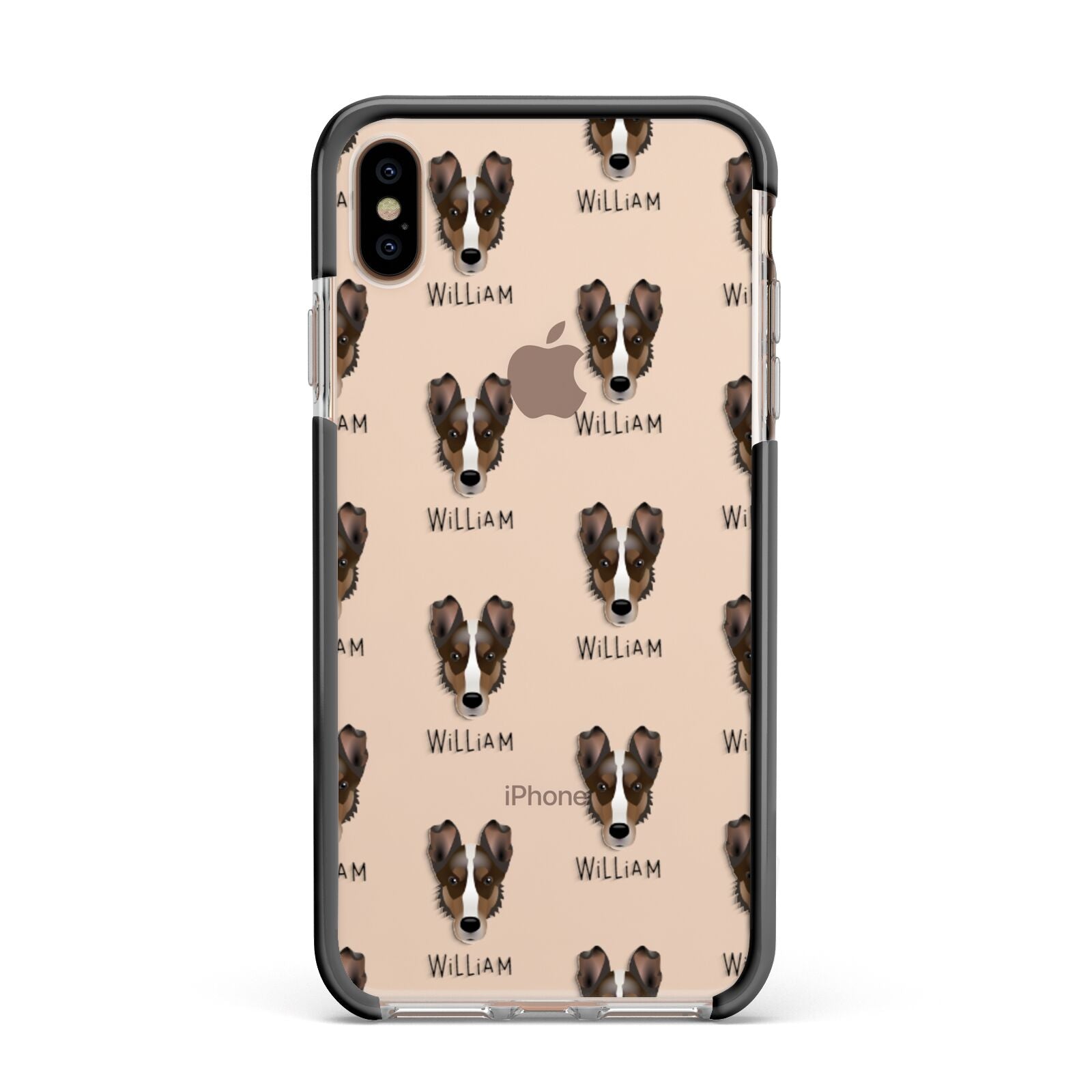 Smooth Collie Icon with Name Apple iPhone Xs Max Impact Case Black Edge on Gold Phone