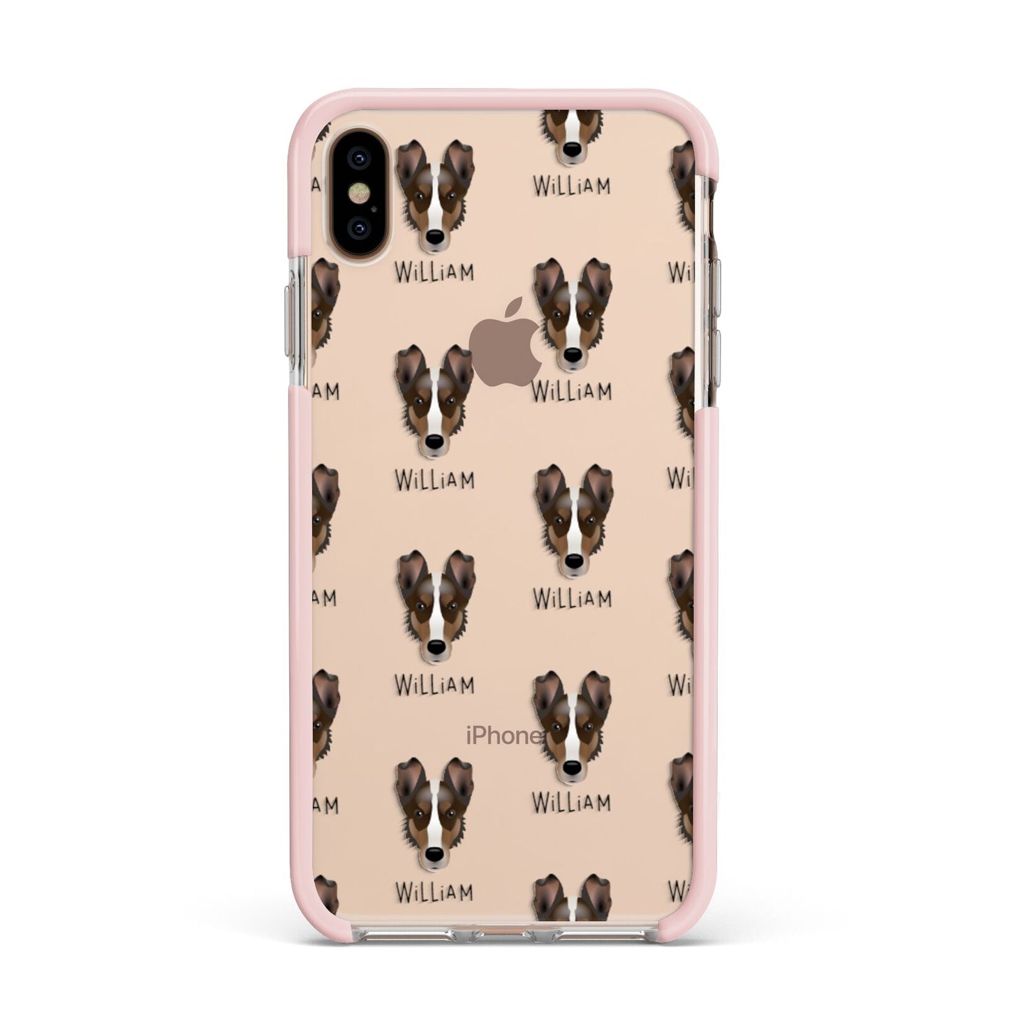 Smooth Collie Icon with Name Apple iPhone Xs Max Impact Case Pink Edge on Gold Phone