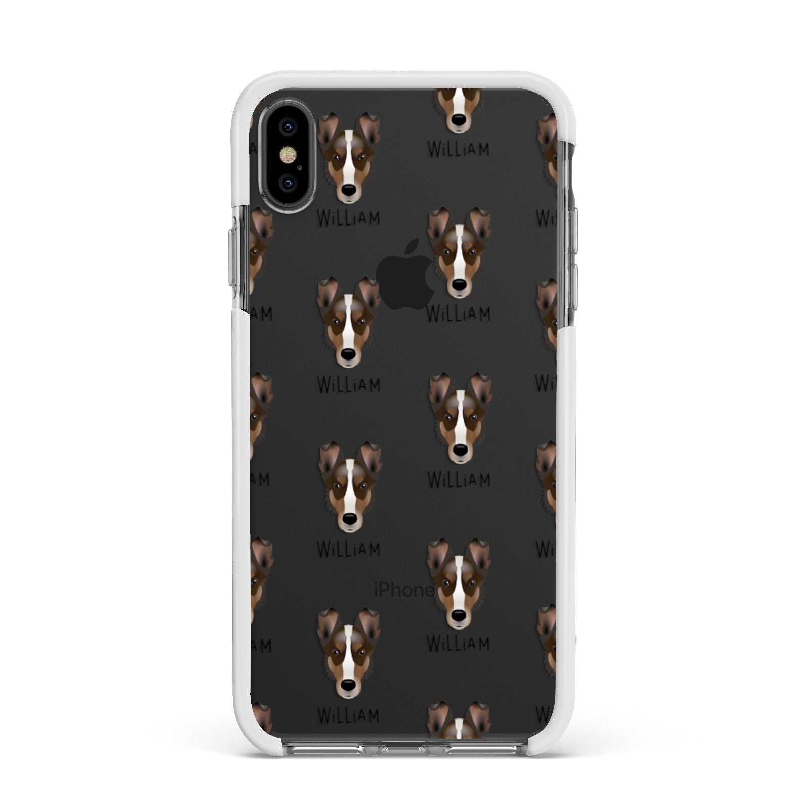 Smooth Collie Icon with Name Apple iPhone Xs Max Impact Case White Edge on Black Phone