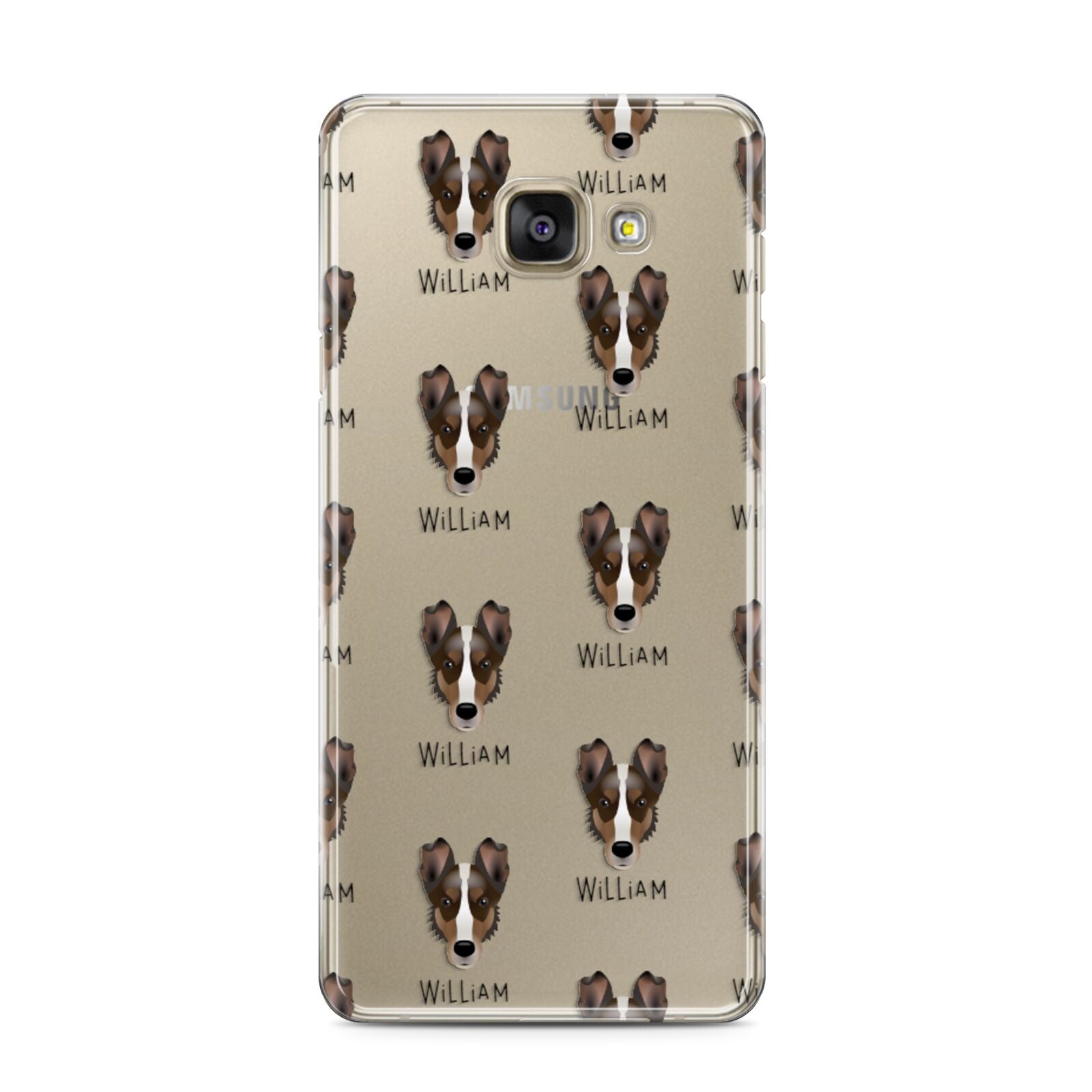 Smooth Collie Icon with Name Samsung Galaxy A3 2016 Case on gold phone