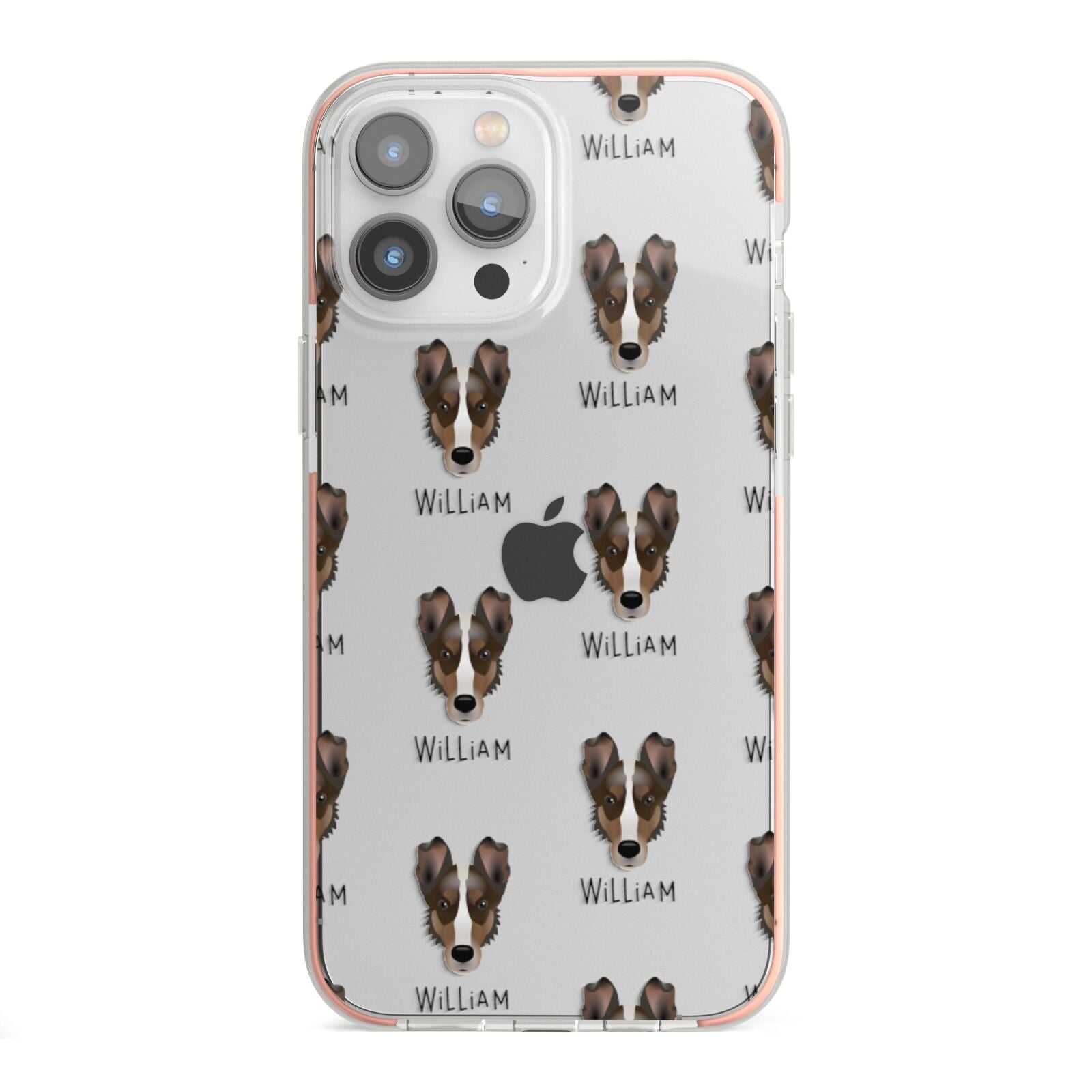 Smooth Collie Icon with Name iPhone 13 Pro Max TPU Impact Case with Pink Edges