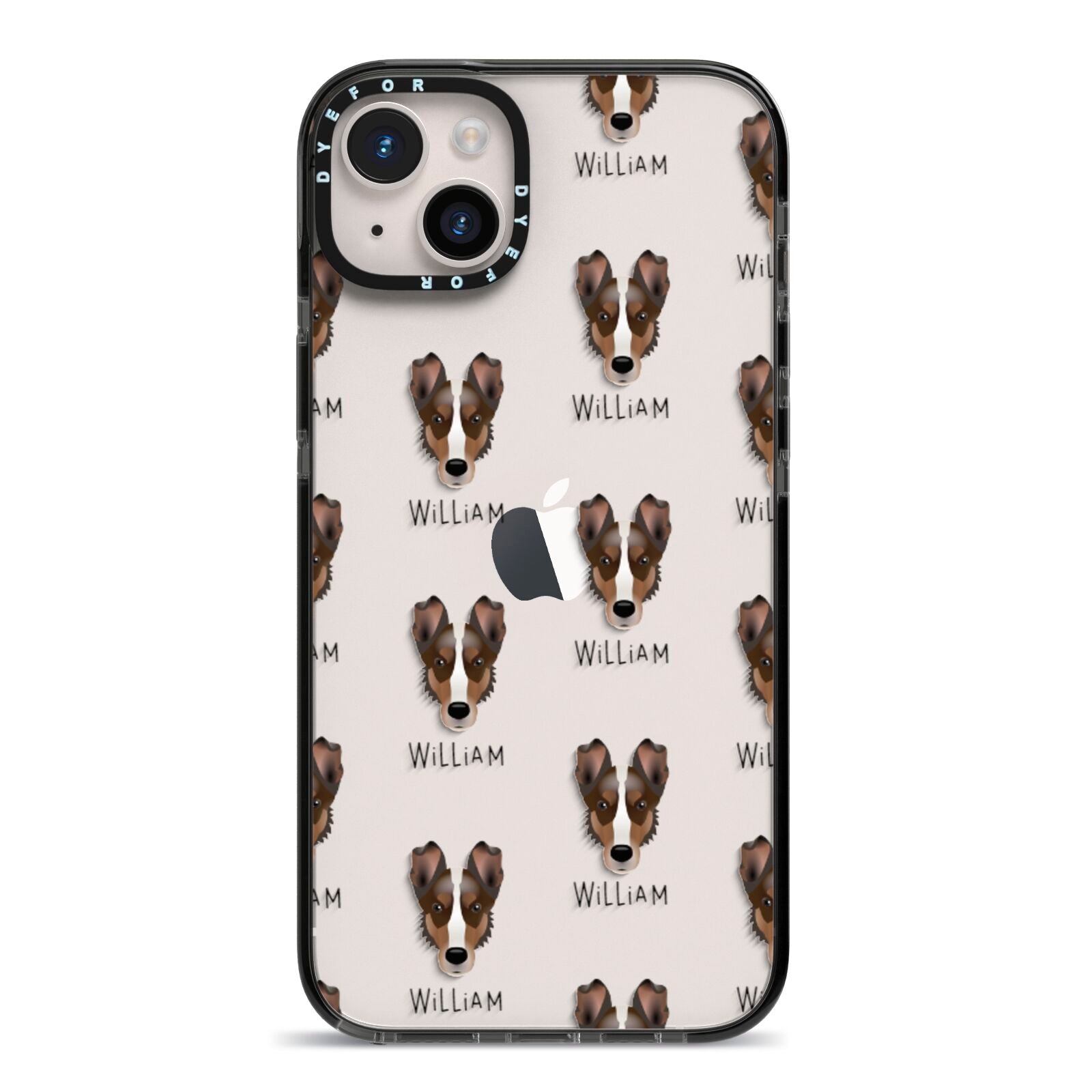 Smooth Collie Icon with Name iPhone 14 Plus Black Impact Case on Silver phone