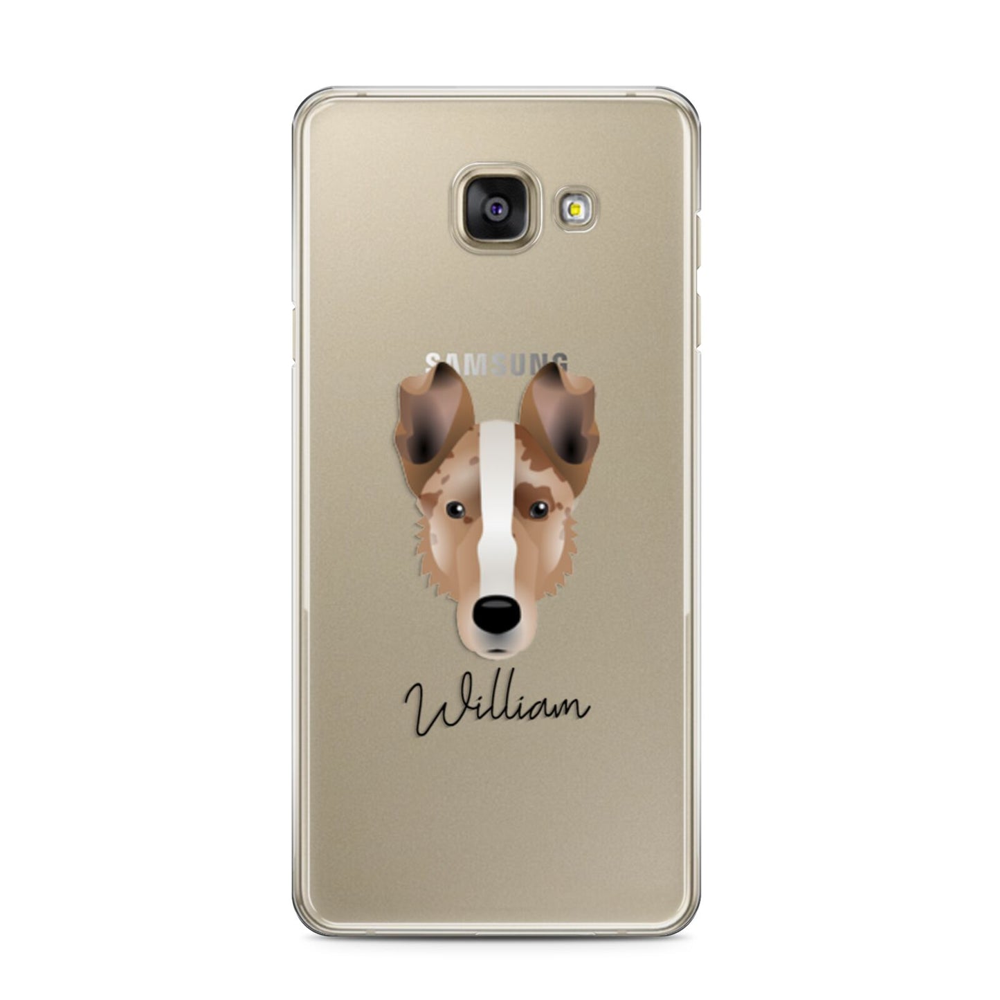 Smooth Collie Personalised Samsung Galaxy A3 2016 Case on gold phone