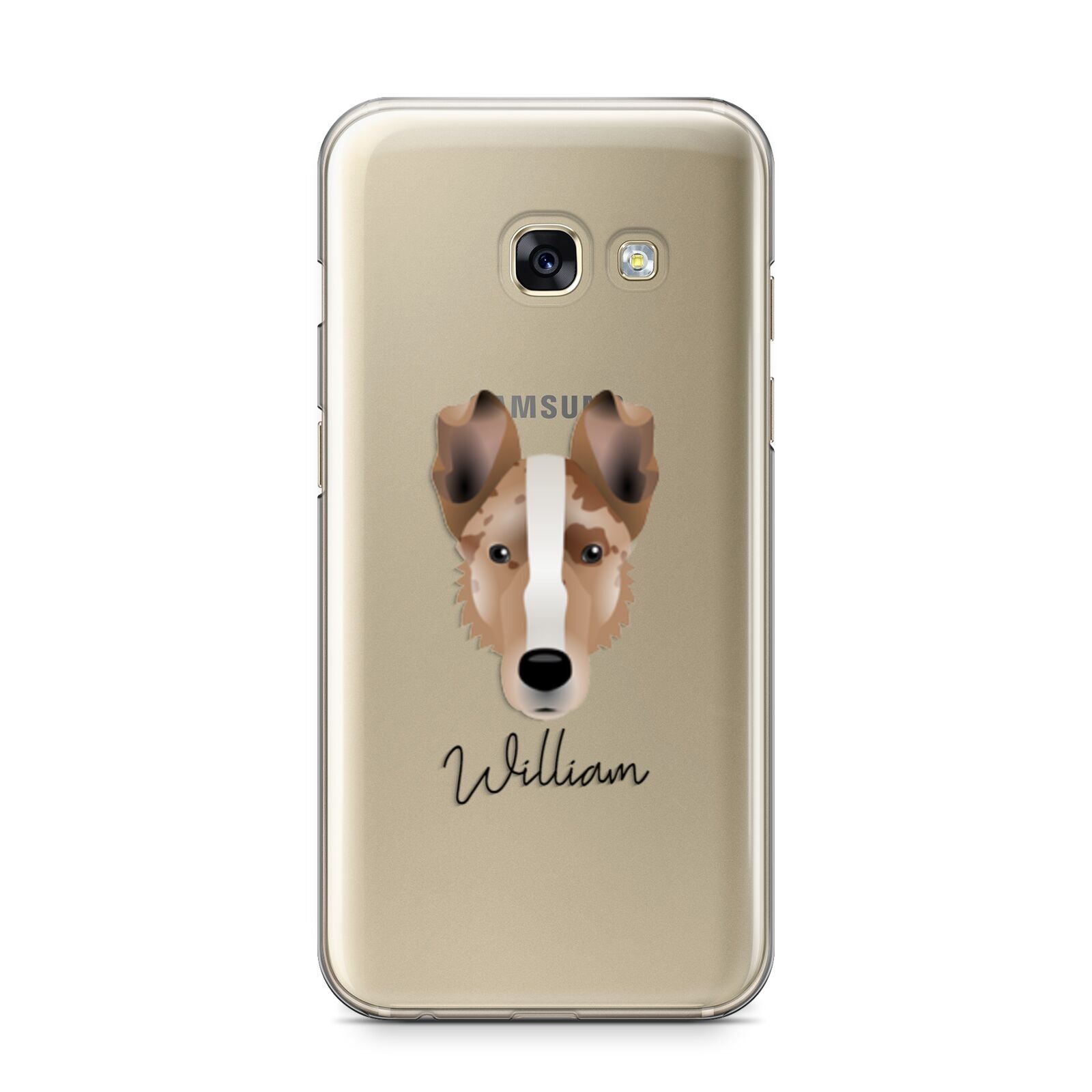 Smooth Collie Personalised Samsung Galaxy A3 2017 Case on gold phone