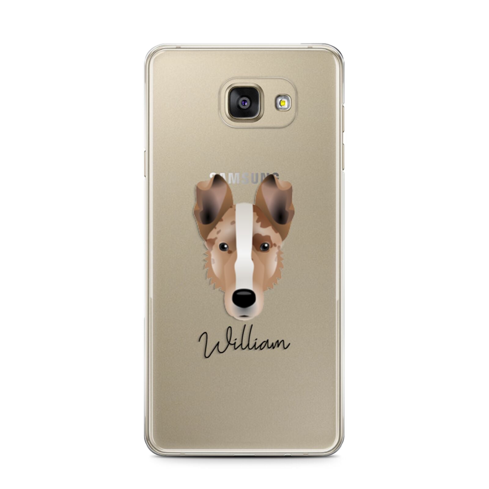 Smooth Collie Personalised Samsung Galaxy A7 2016 Case on gold phone