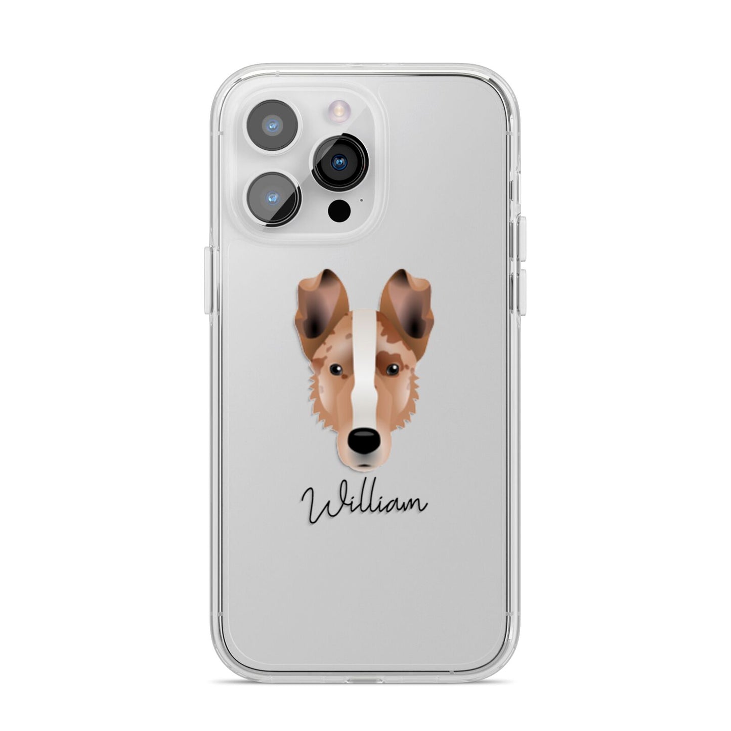 Smooth Collie Personalised iPhone 14 Pro Max Clear Tough Case Silver