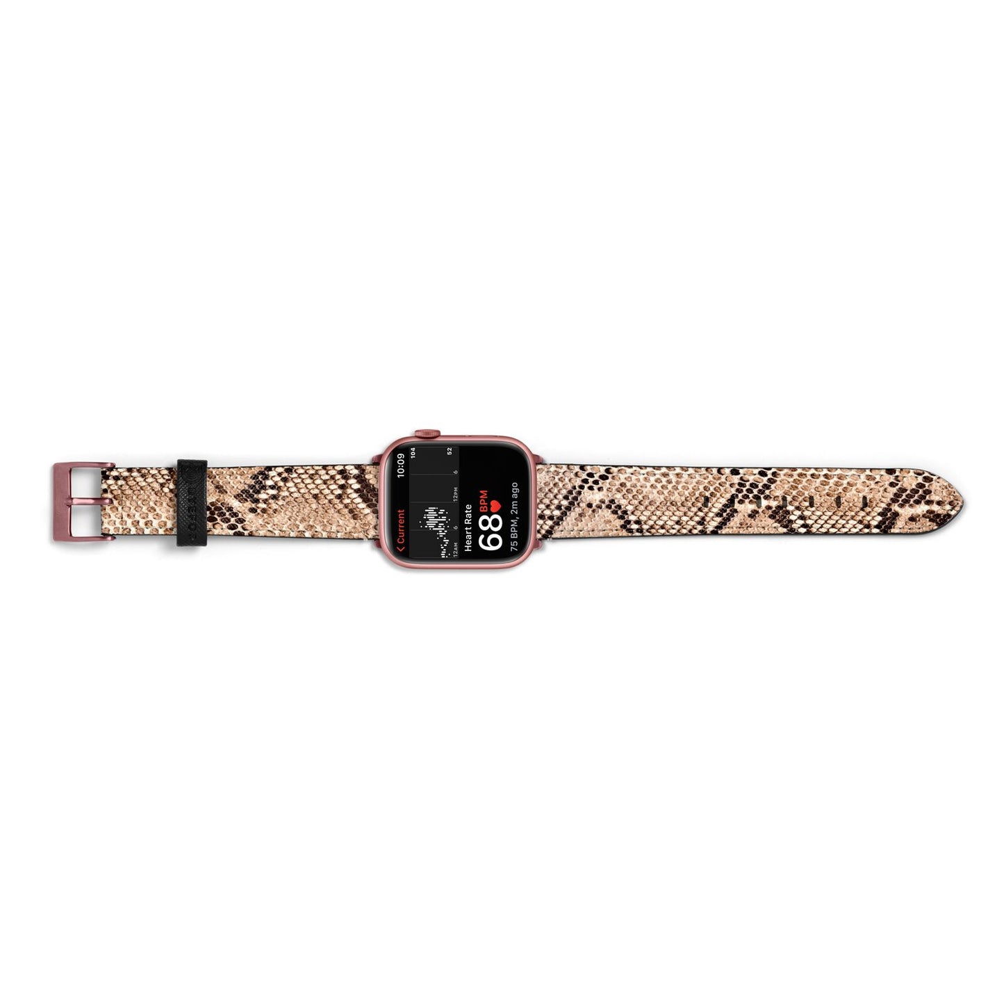 Snakeskin Apple Watch Strap Size 38mm Landscape Image Rose Gold Hardware