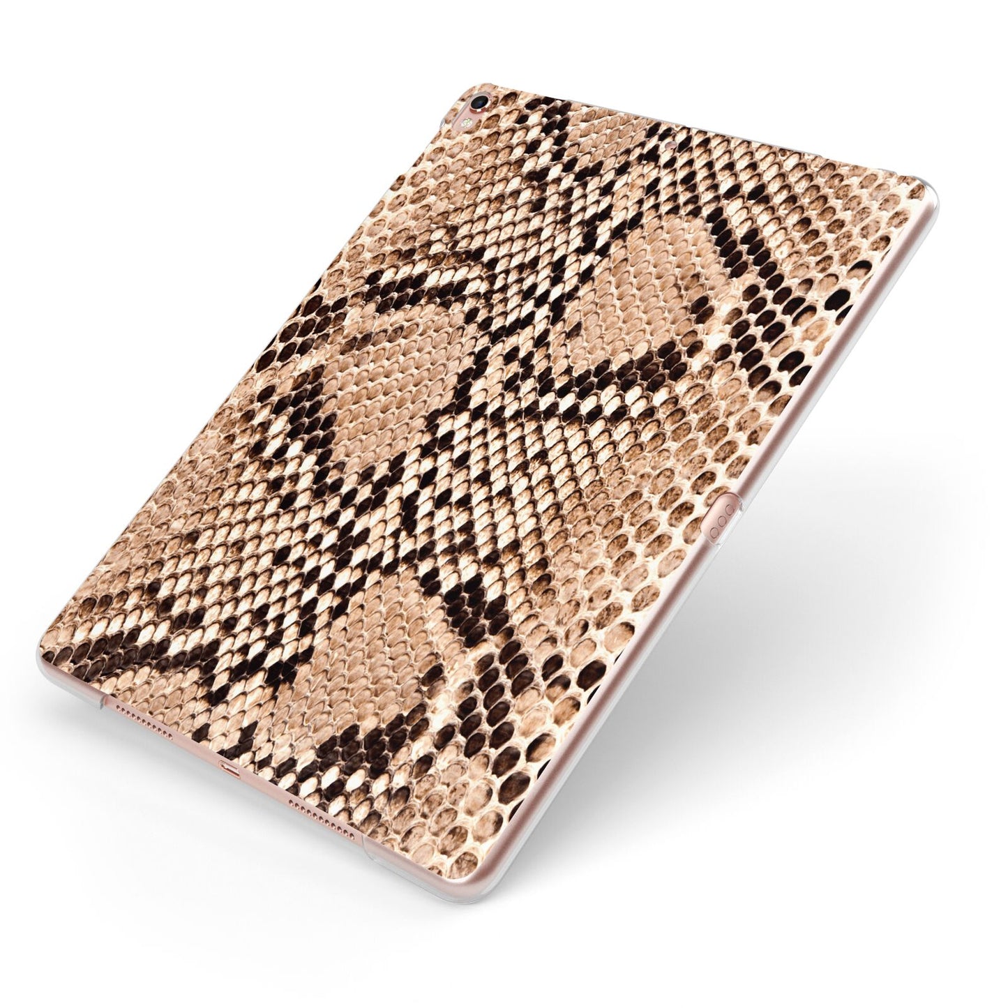 Snakeskin Apple iPad Case on Rose Gold iPad Side View