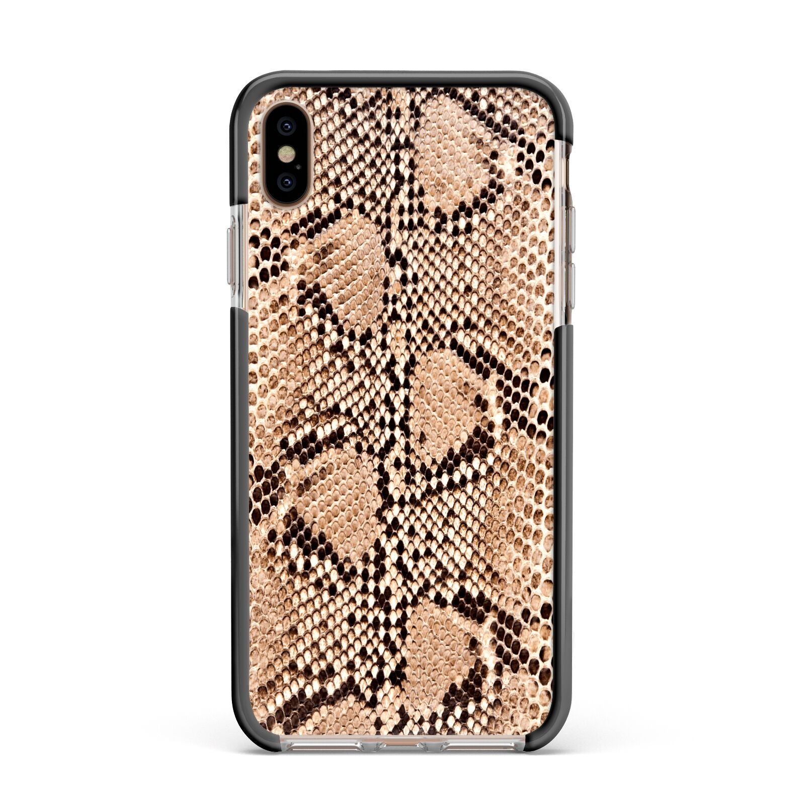 Snakeskin Apple iPhone Xs Max Impact Case Black Edge on Gold Phone