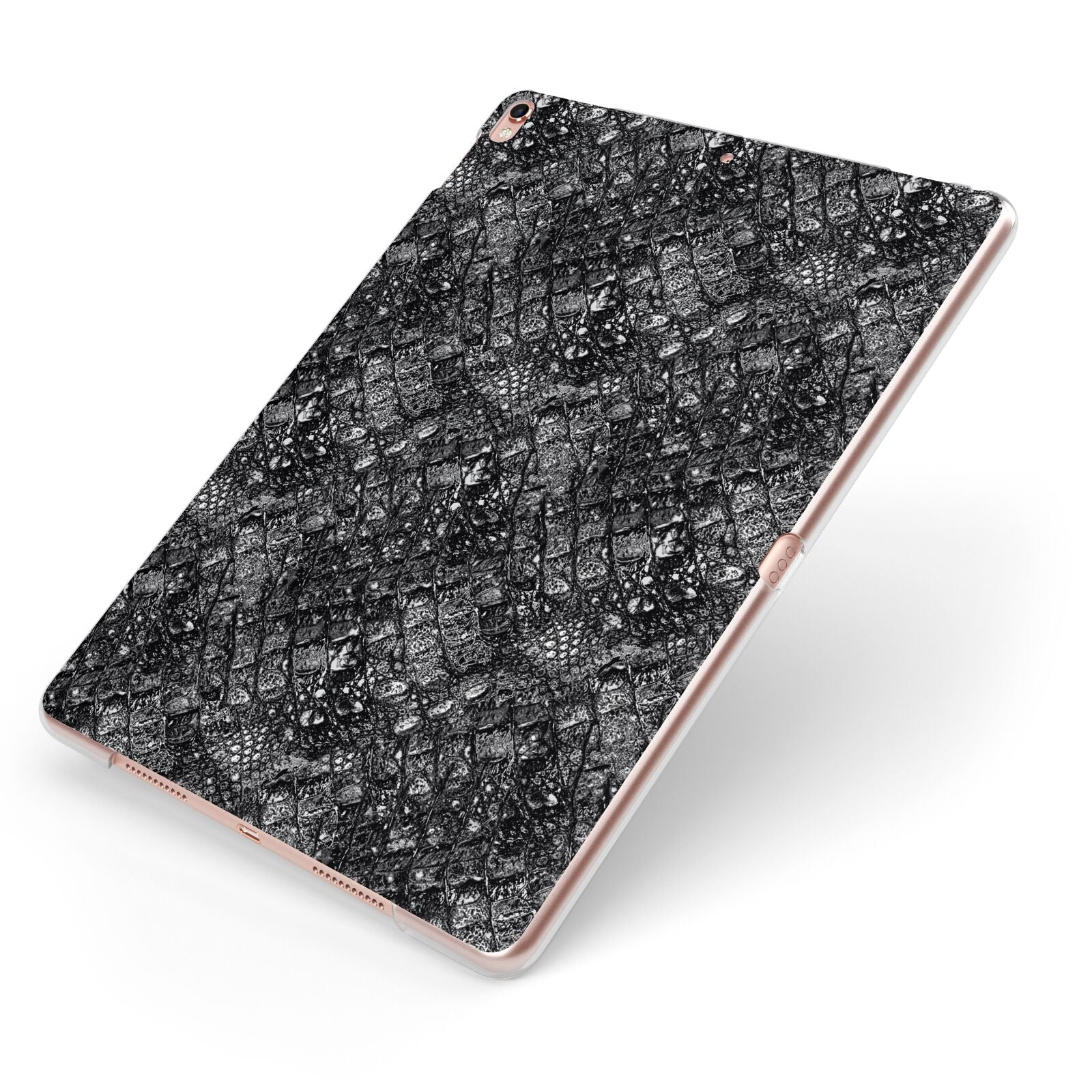 Snakeskin Design Apple iPad Case on Rose Gold iPad Side View