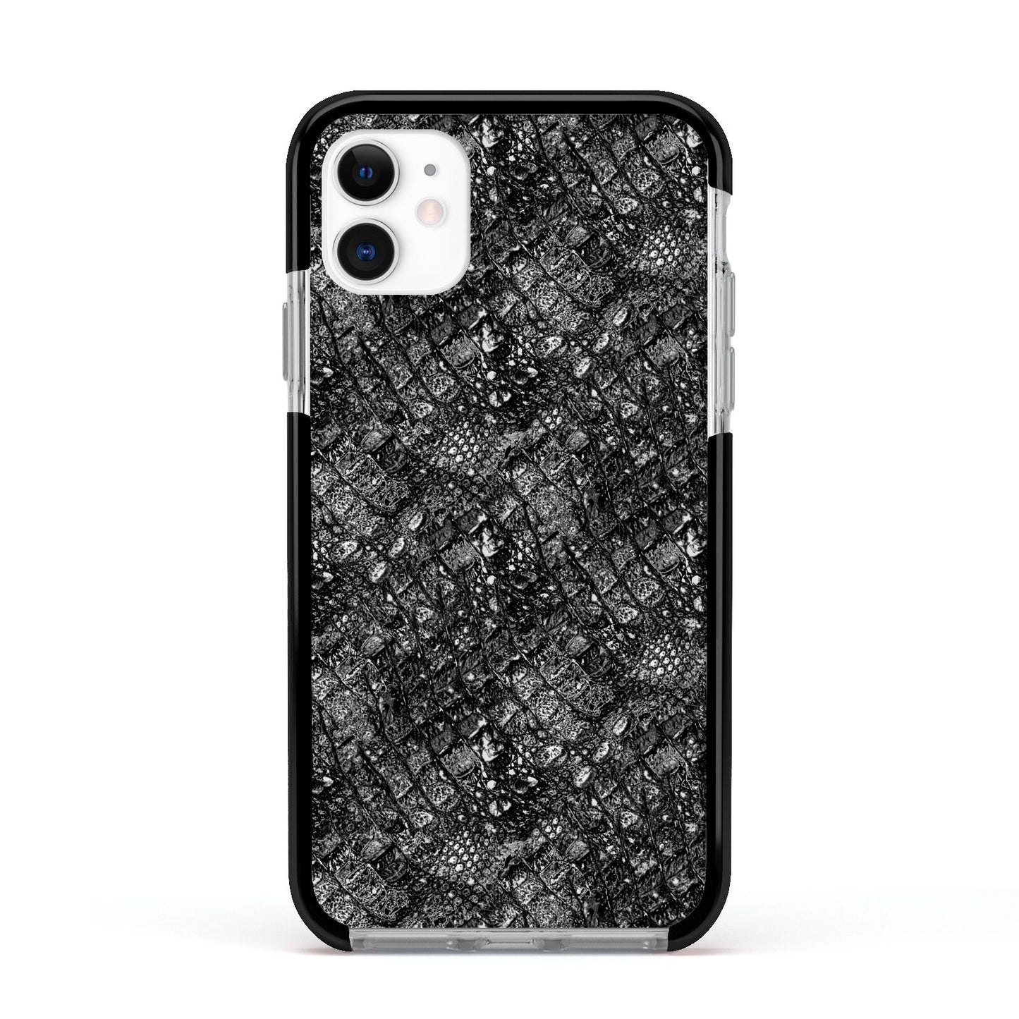 Snakeskin Design Apple iPhone 11 in White with Black Impact Case