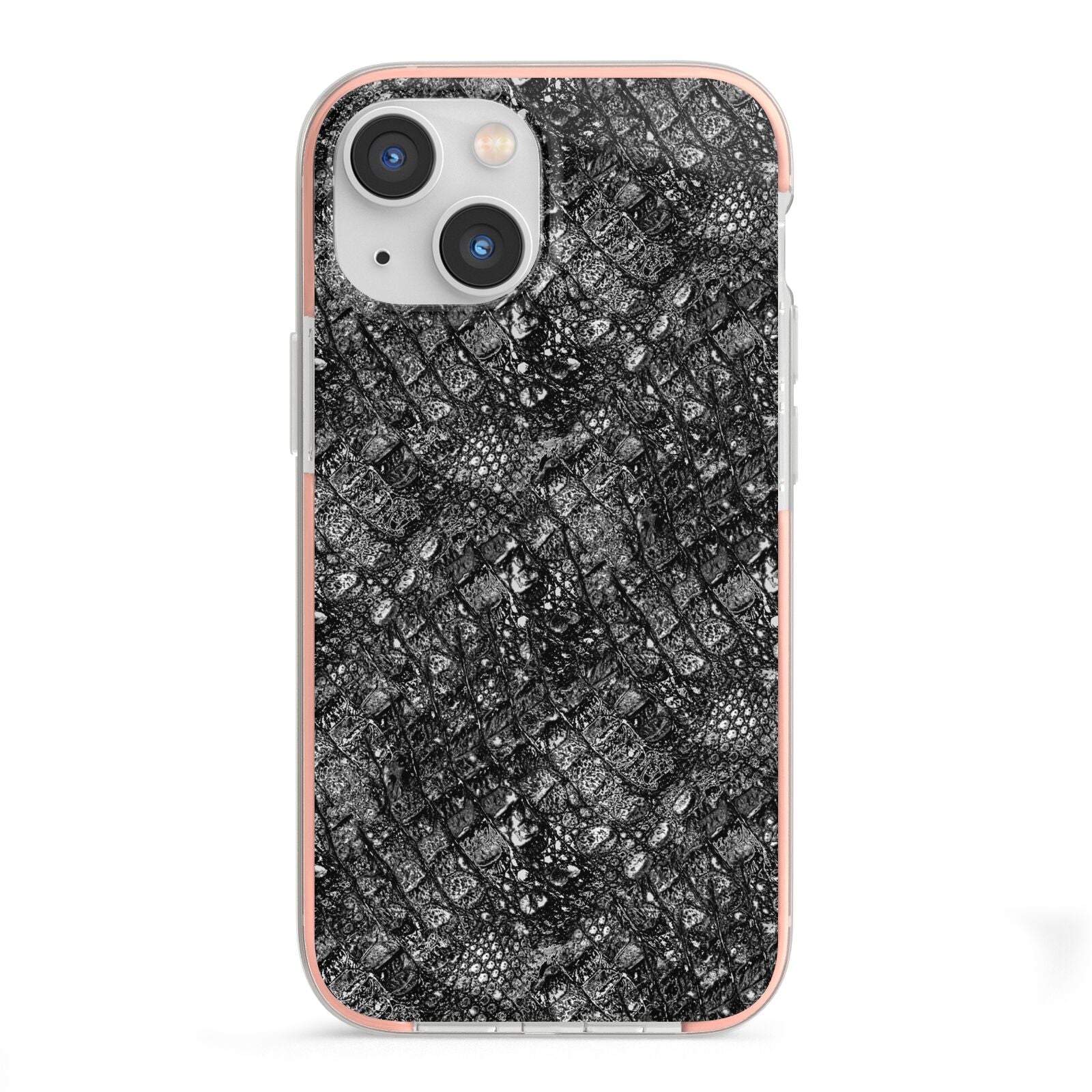 Snakeskin Design iPhone 13 Mini TPU Impact Case with Pink Edges