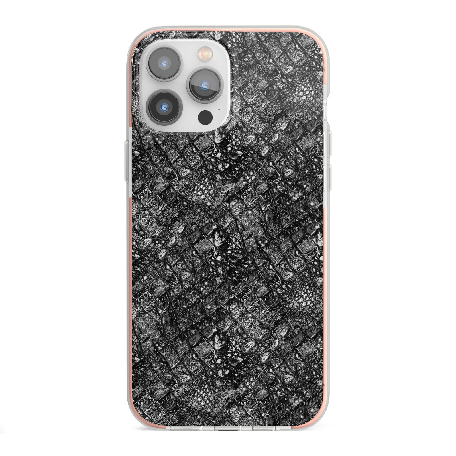 Snakeskin Design iPhone 13 Pro Max TPU Impact Case with Pink Edges