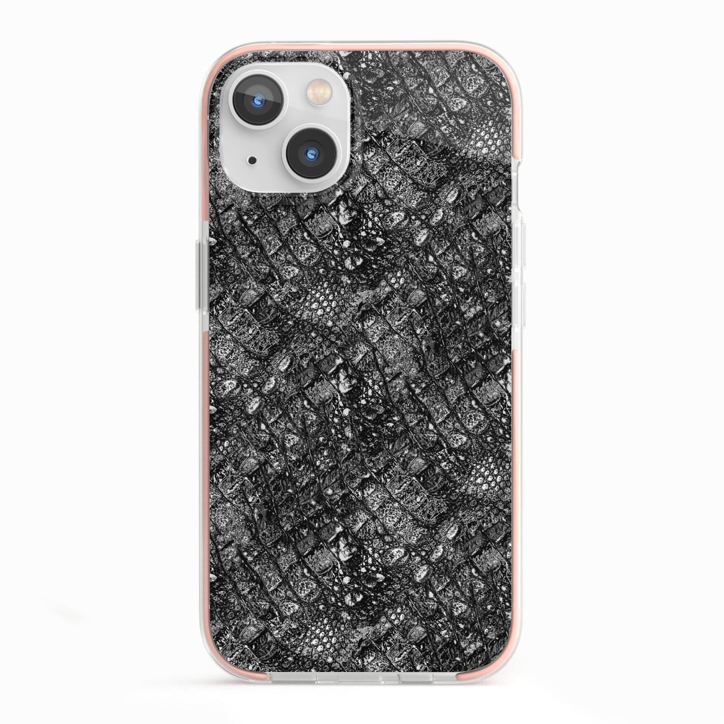 Snakeskin Design iPhone 13 TPU Impact Case with Pink Edges