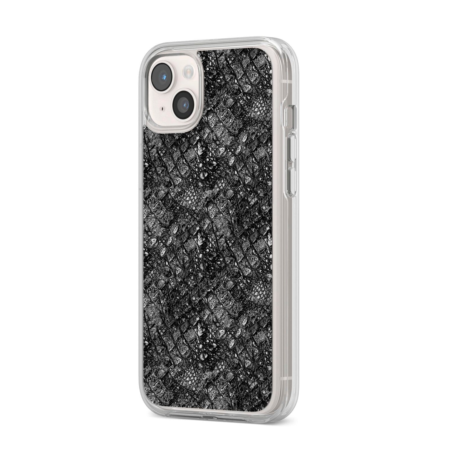 Snakeskin Design iPhone 14 Plus Clear Tough Case Starlight Angled Image