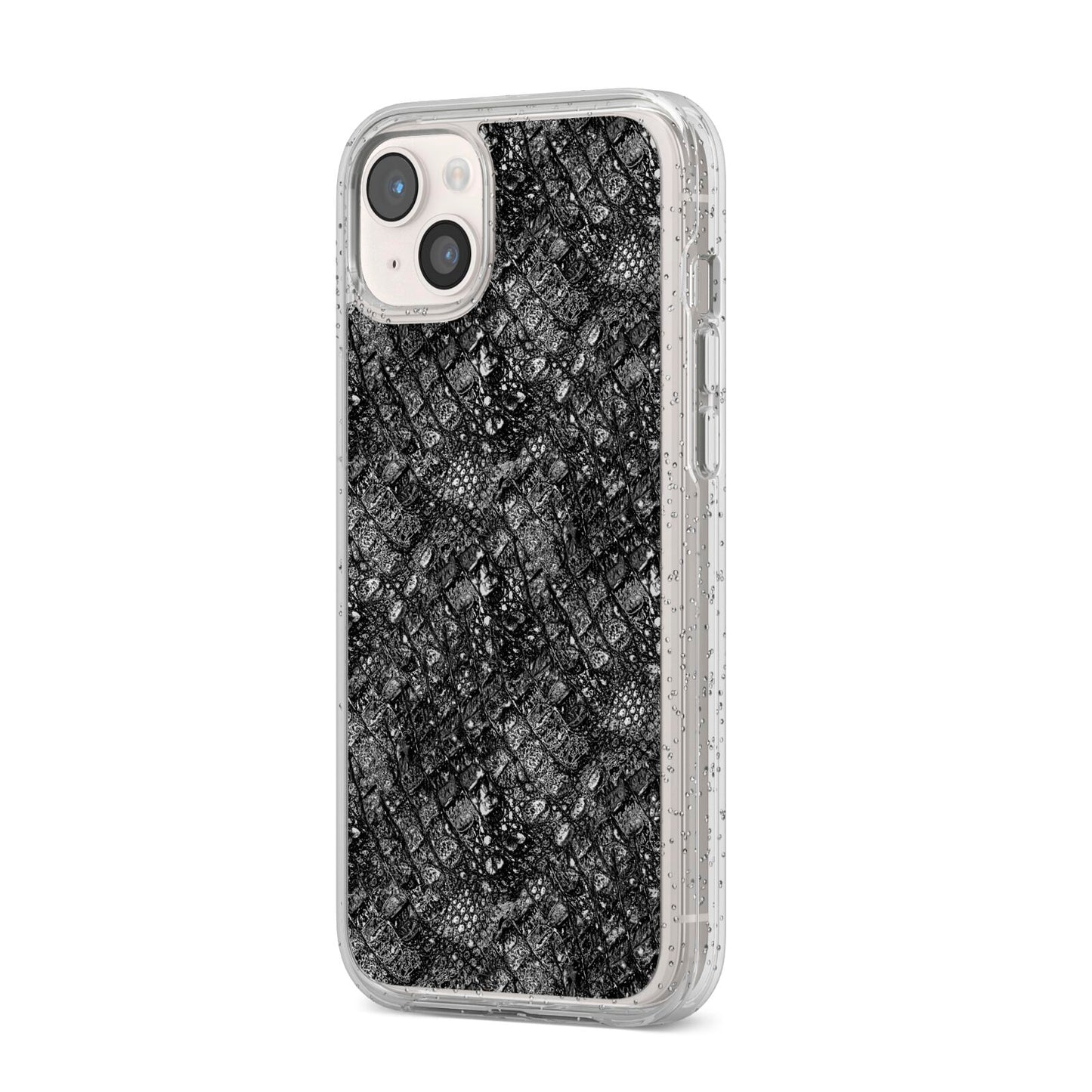 Snakeskin Design iPhone 14 Plus Glitter Tough Case Starlight Angled Image