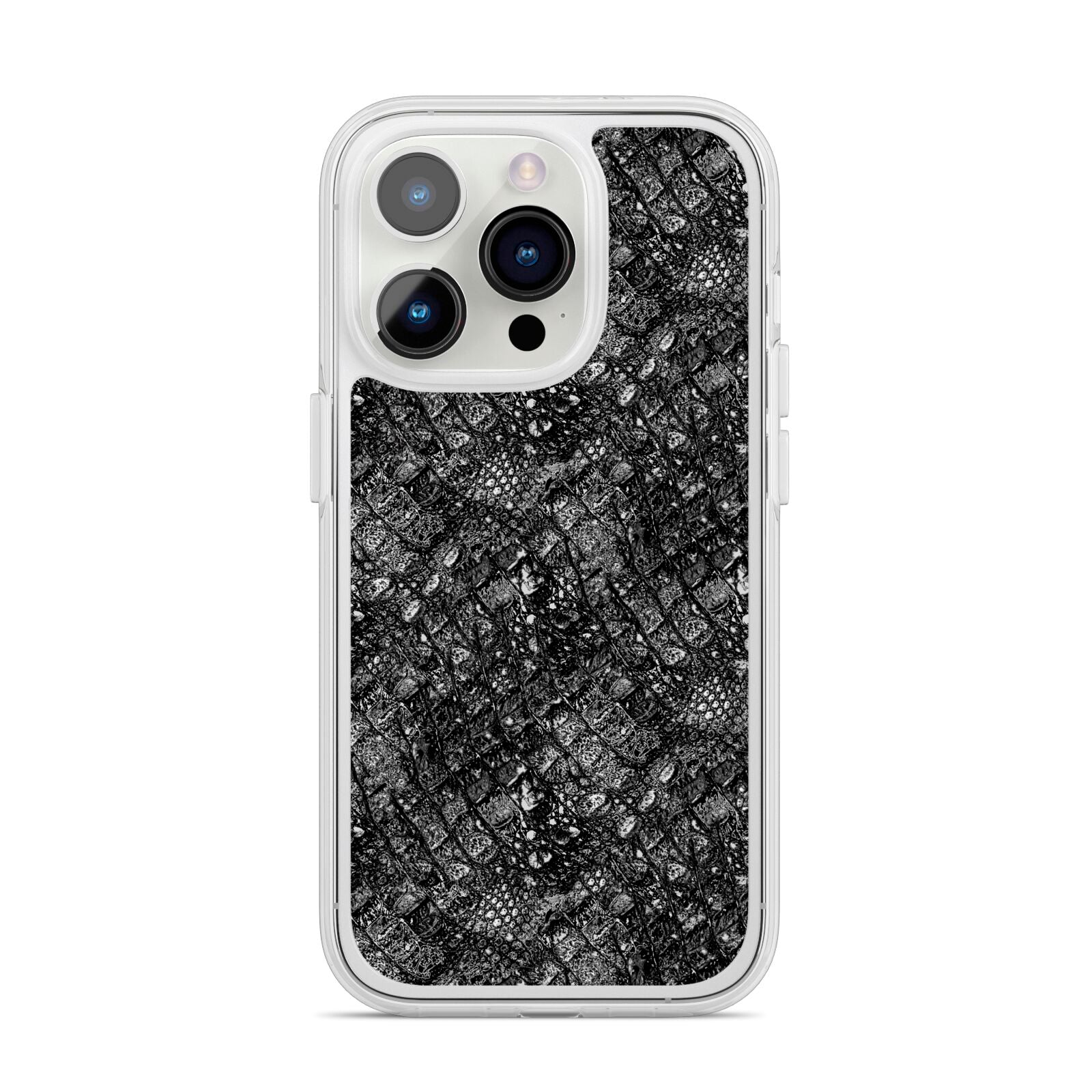 Snakeskin Design iPhone 14 Pro Clear Tough Case Silver