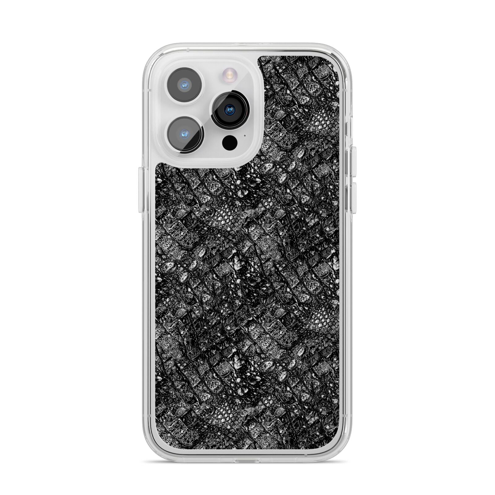 Snakeskin Design iPhone 14 Pro Max Clear Tough Case Silver