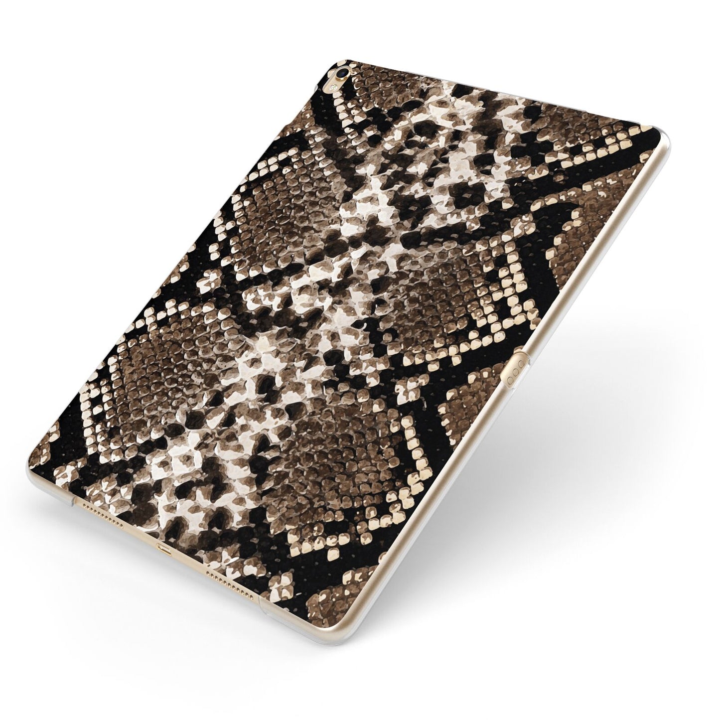 Snakeskin Pattern Apple iPad Case on Gold iPad Side View