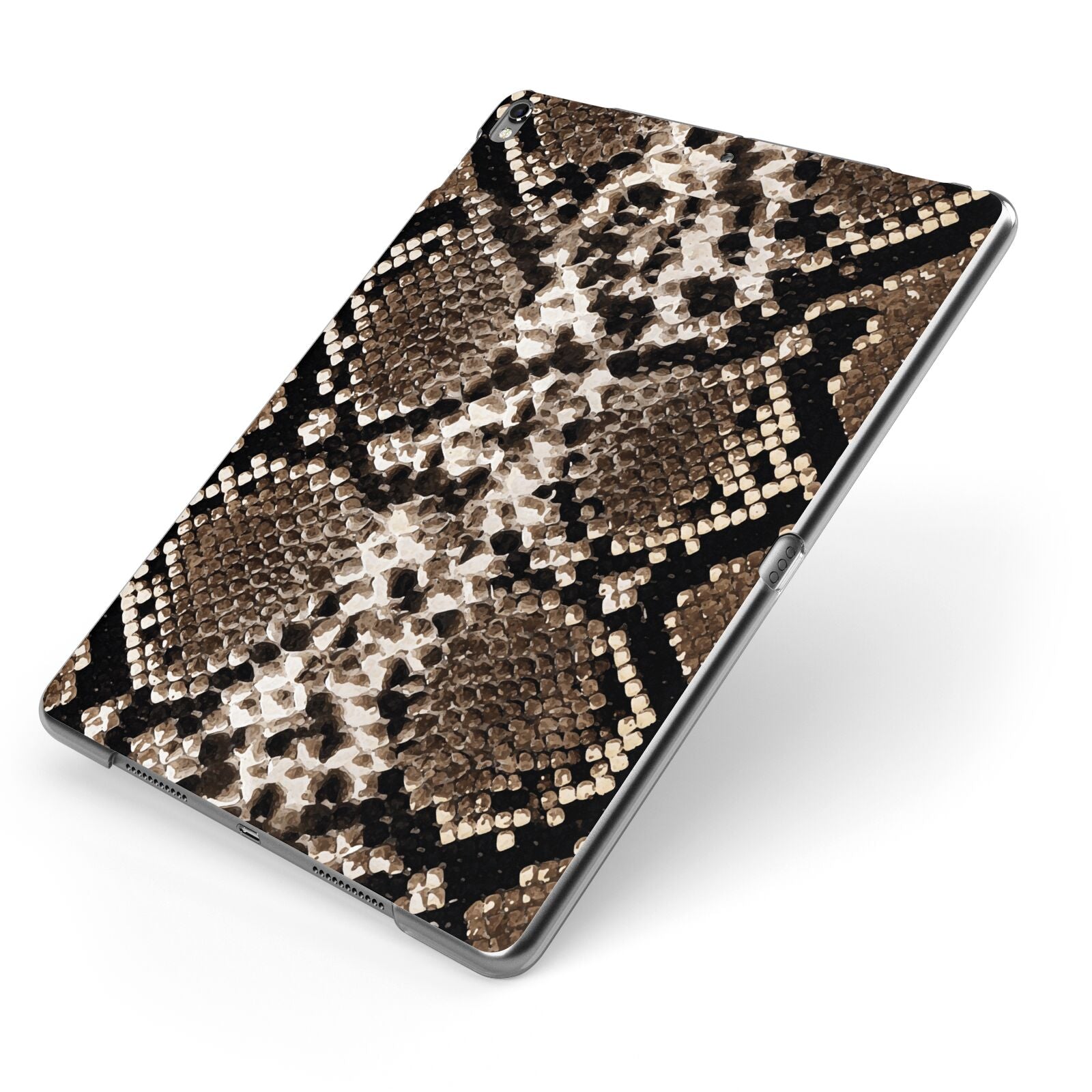 Snakeskin Pattern Apple iPad Case on Grey iPad Side View