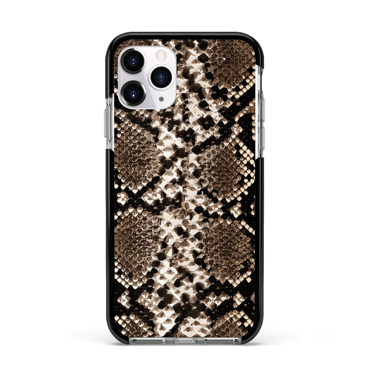 Snakeskin Pattern Apple iPhone 11 Pro in Silver with Black Impact Case