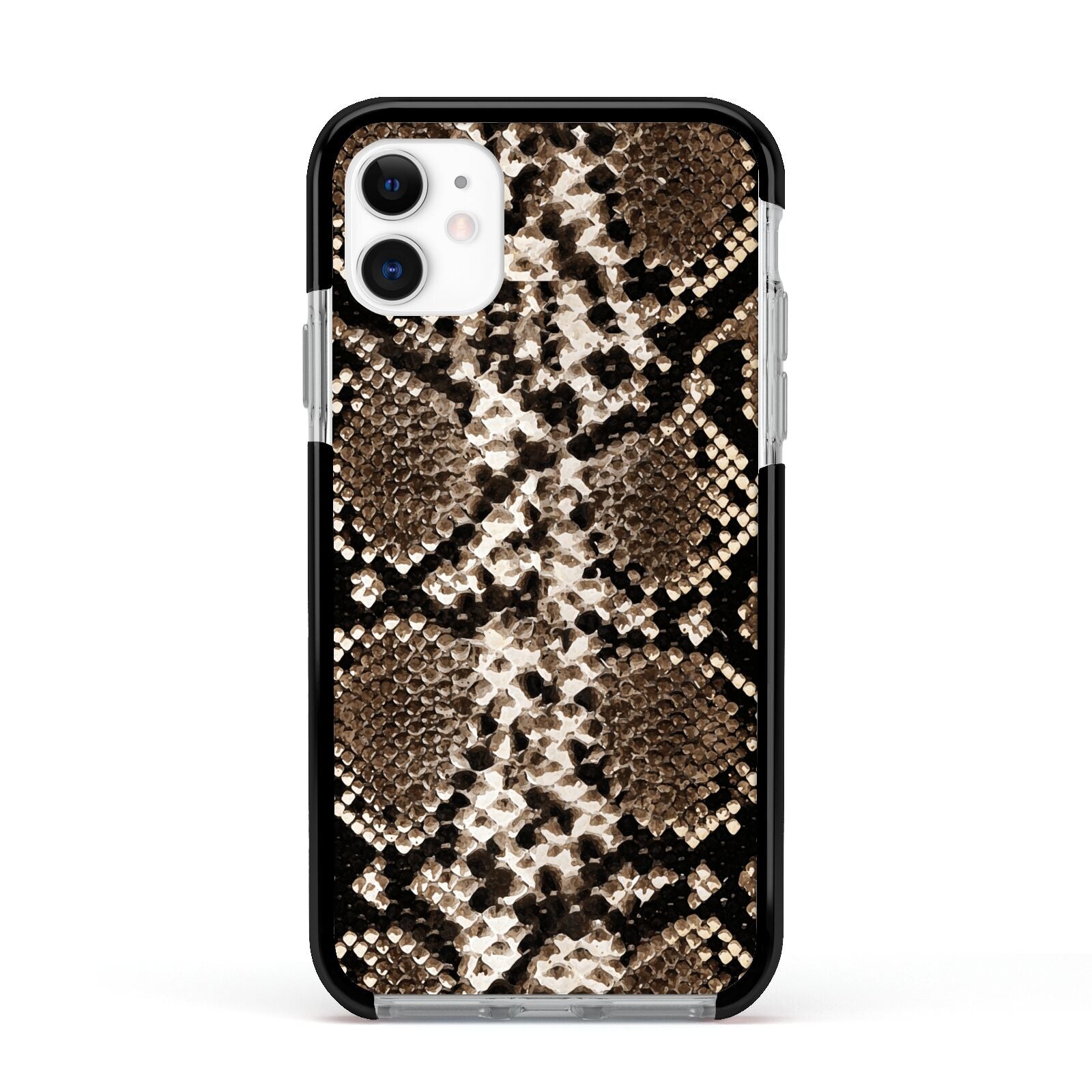 Snakeskin Pattern Apple iPhone 11 in White with Black Impact Case