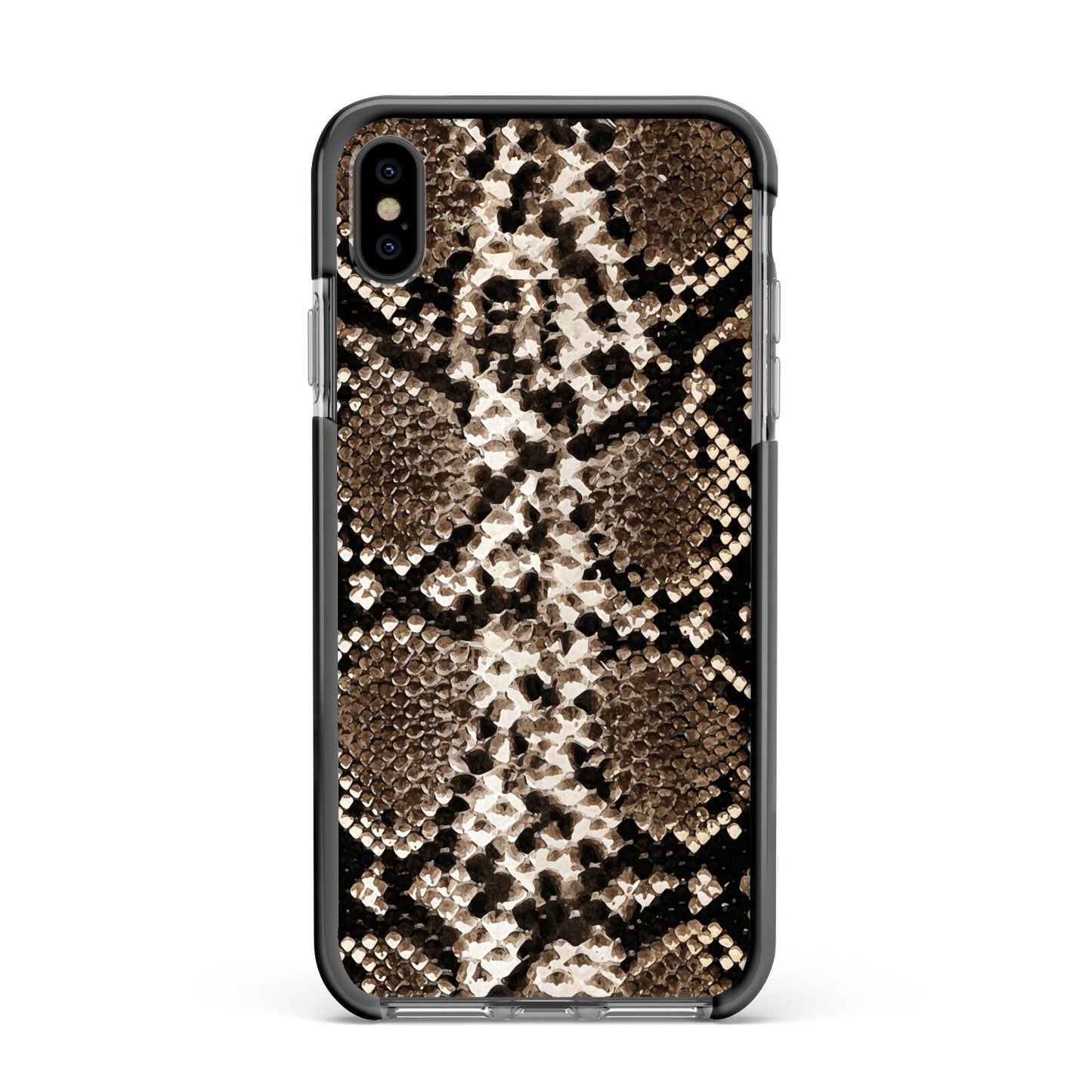 Snakeskin Pattern Apple iPhone Xs Max Impact Case Black Edge on Black Phone