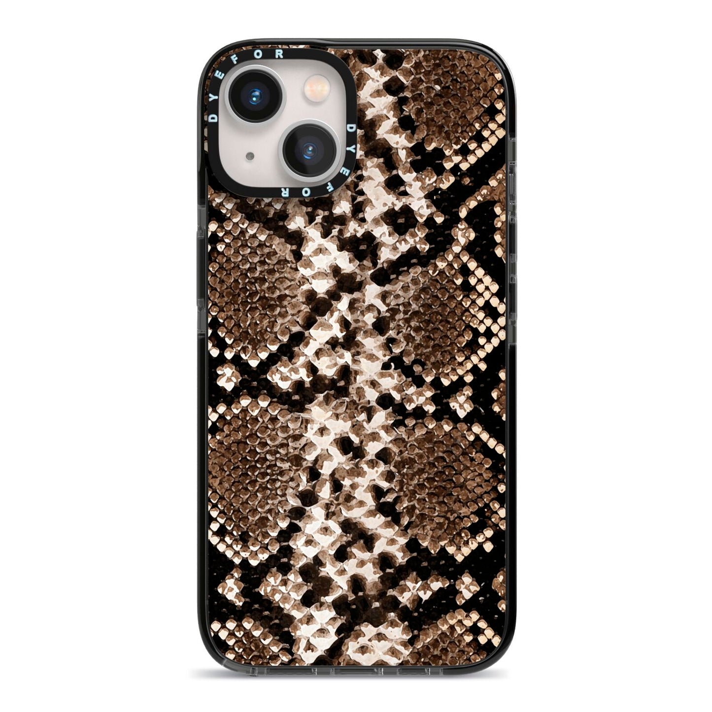 Snakeskin Pattern iPhone 13 Black Impact Case on Silver phone