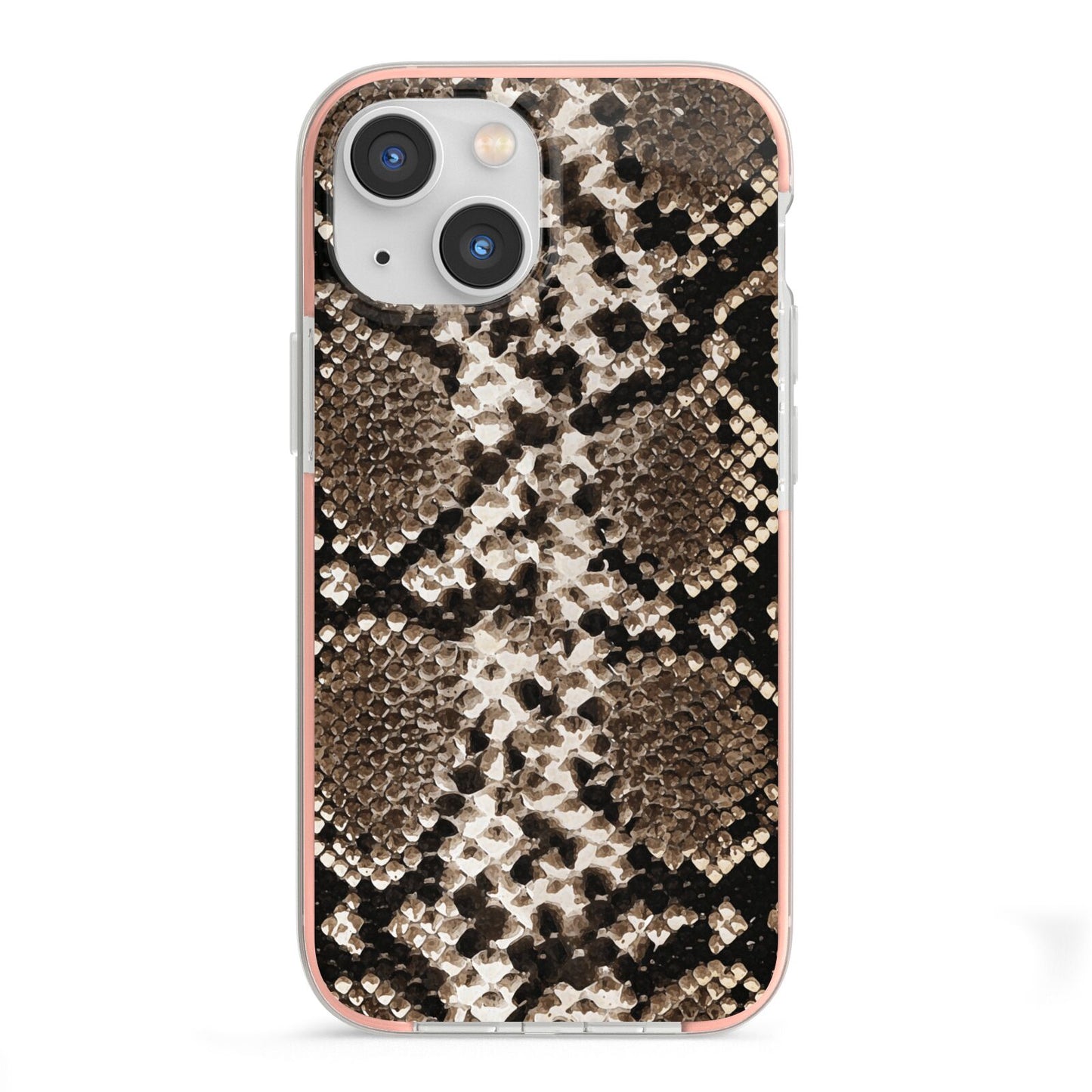 Snakeskin Pattern iPhone 13 Mini TPU Impact Case with Pink Edges